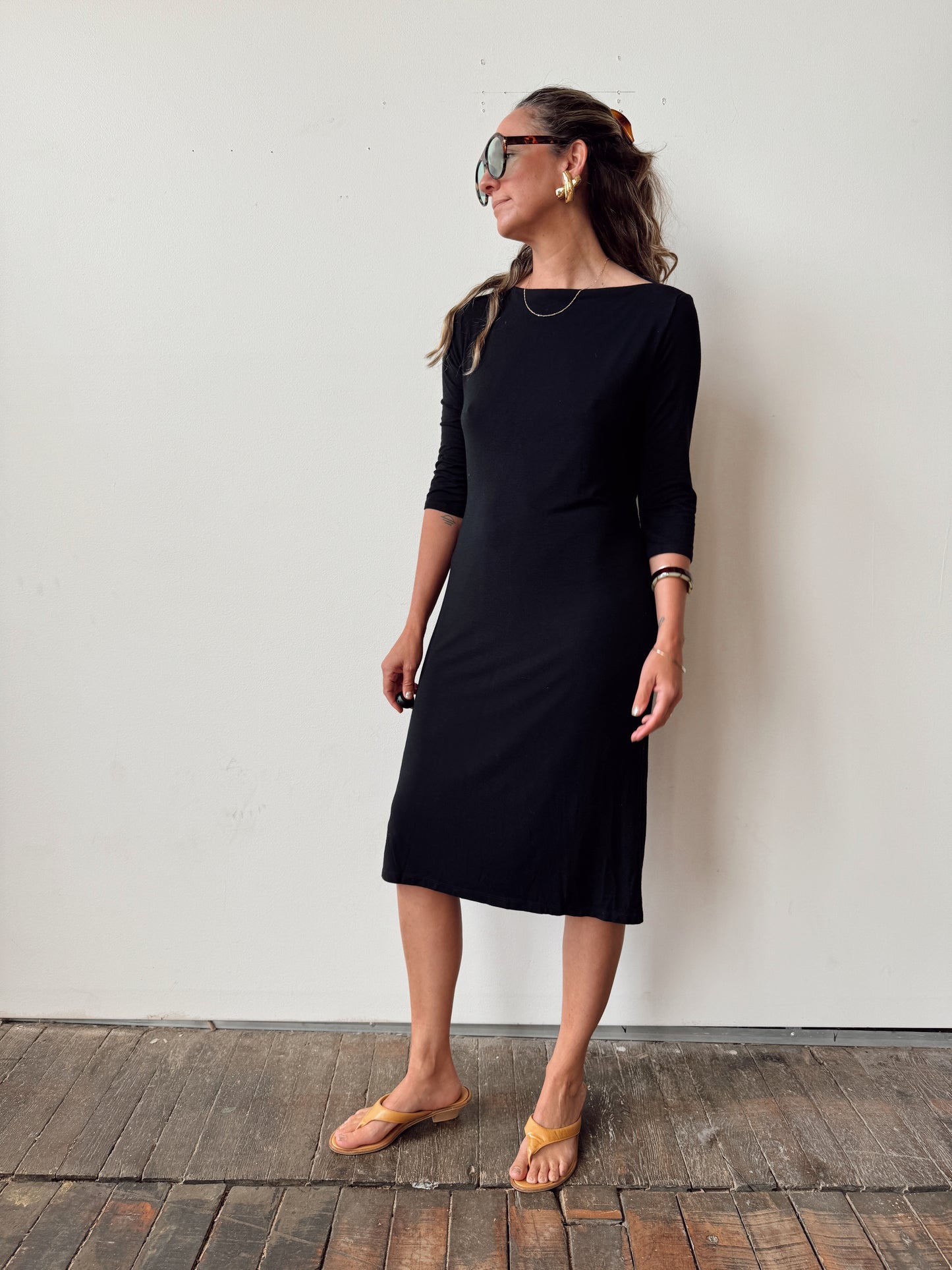 Donna Karan Made in Italy Knit Stretch Dress (L)