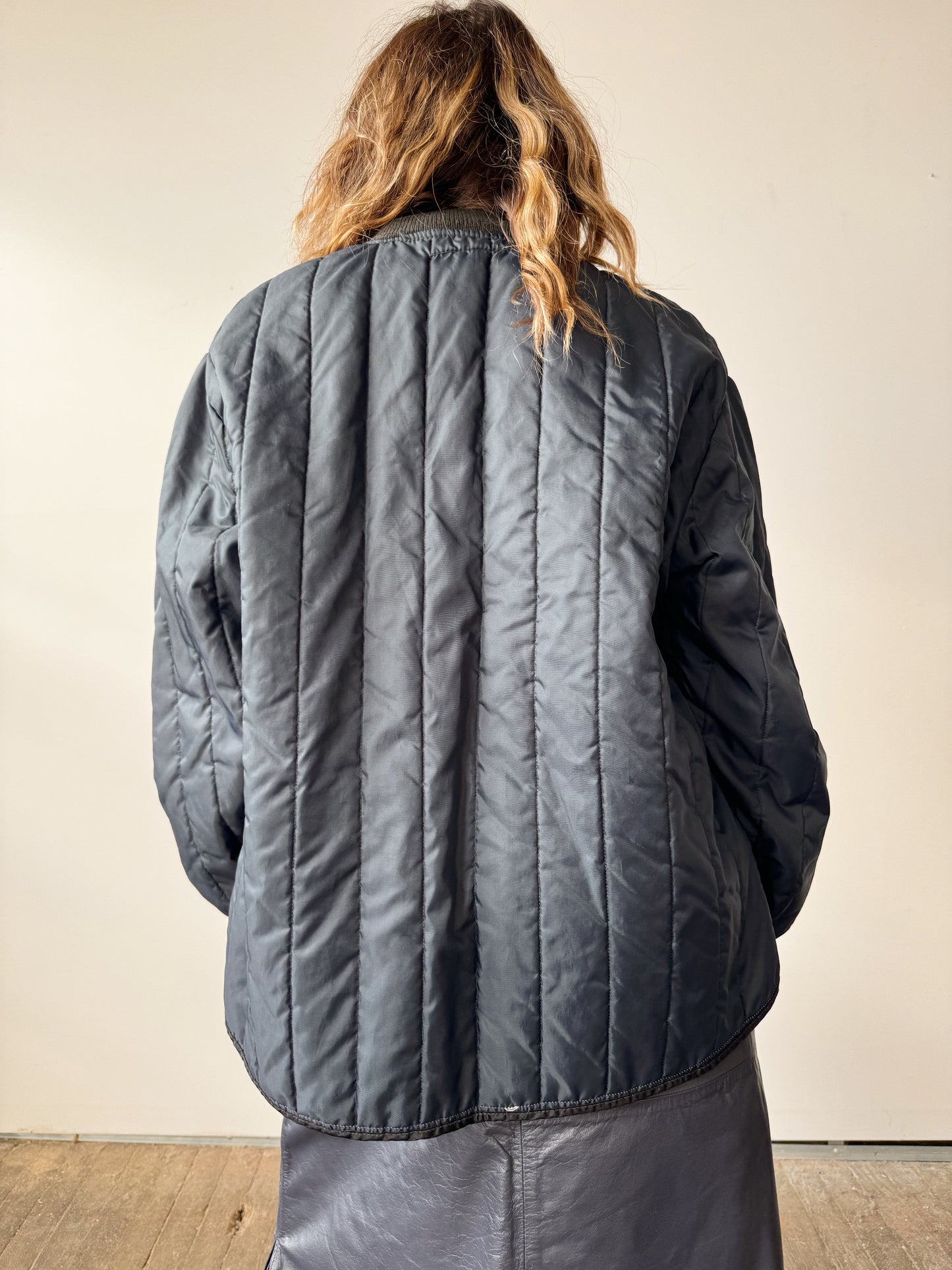 Navy 60s Quilted Dacron Jacket (L)