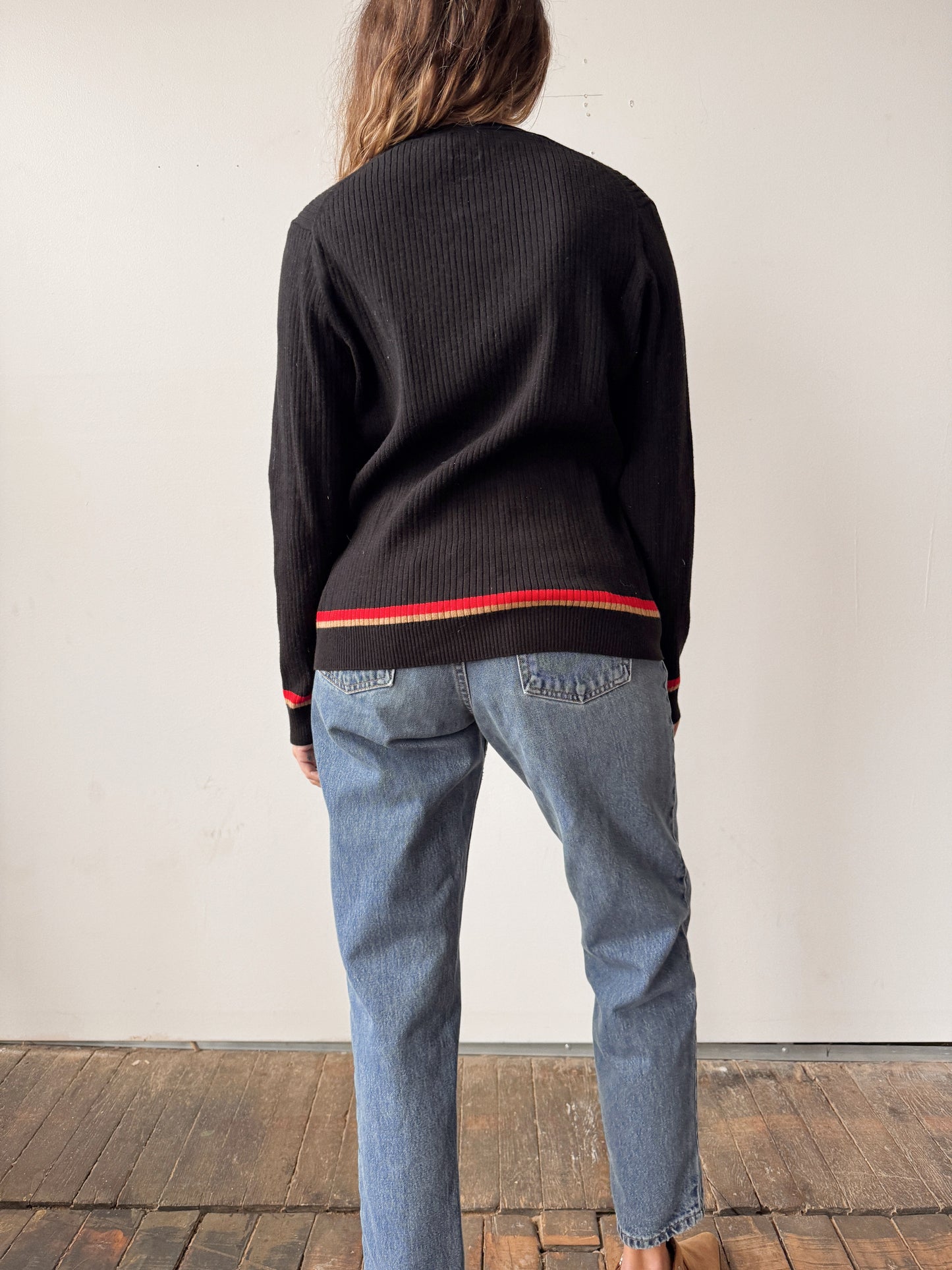 Ribbed 00s Collegiate Cardigan (M)
