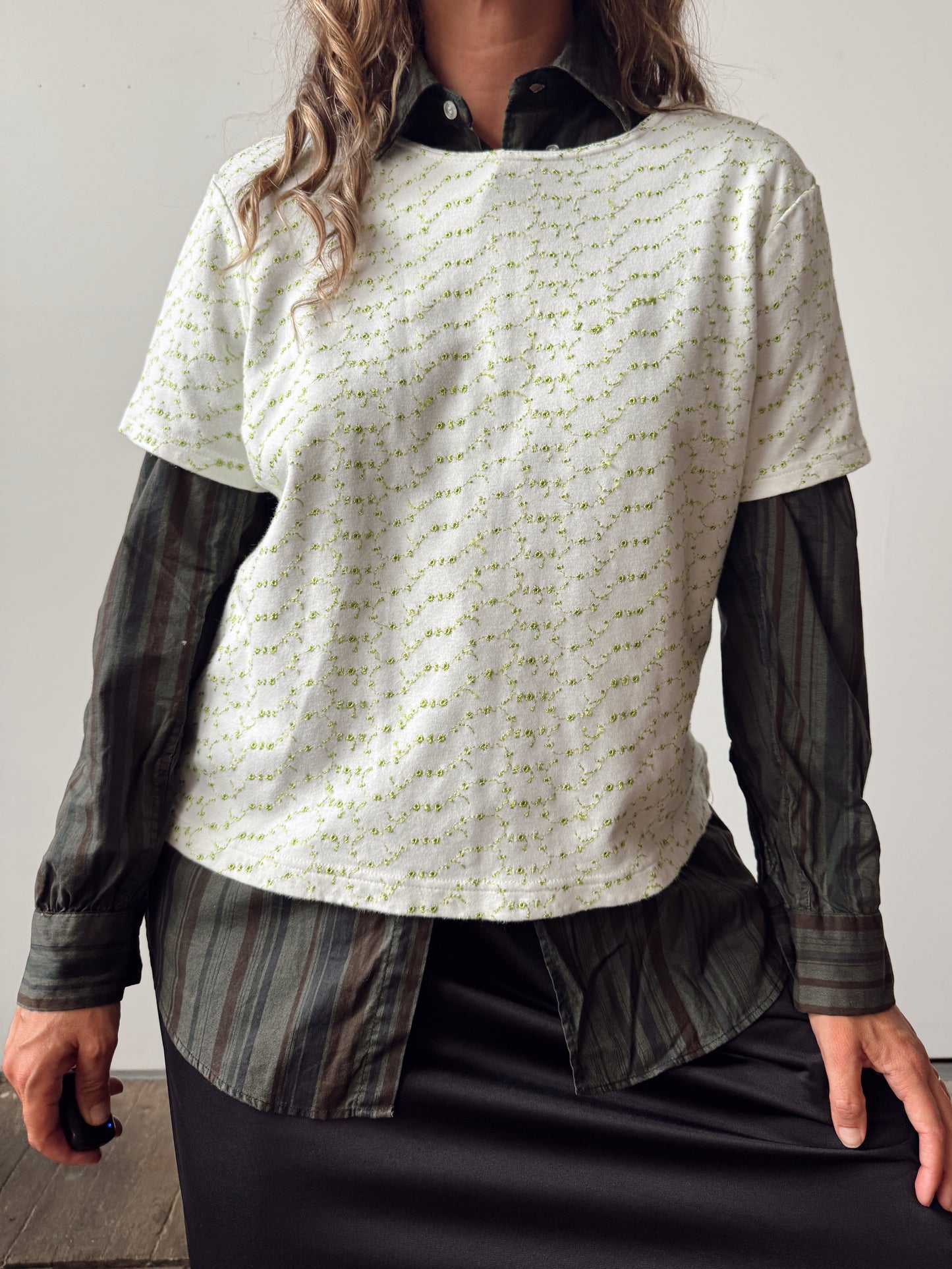 Chartreuse Eyelet 90s Tee (S)