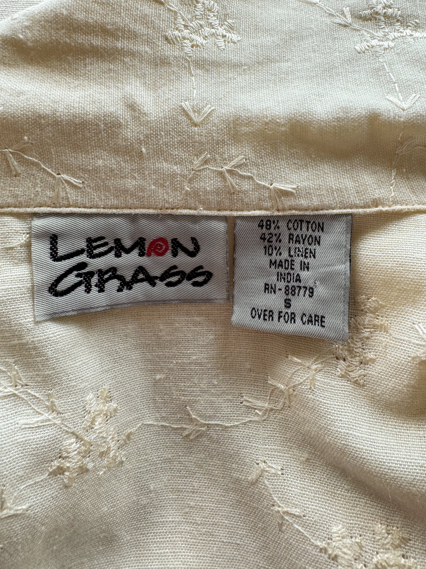 Butter Yellow Eyelet Summer Shirt (S)