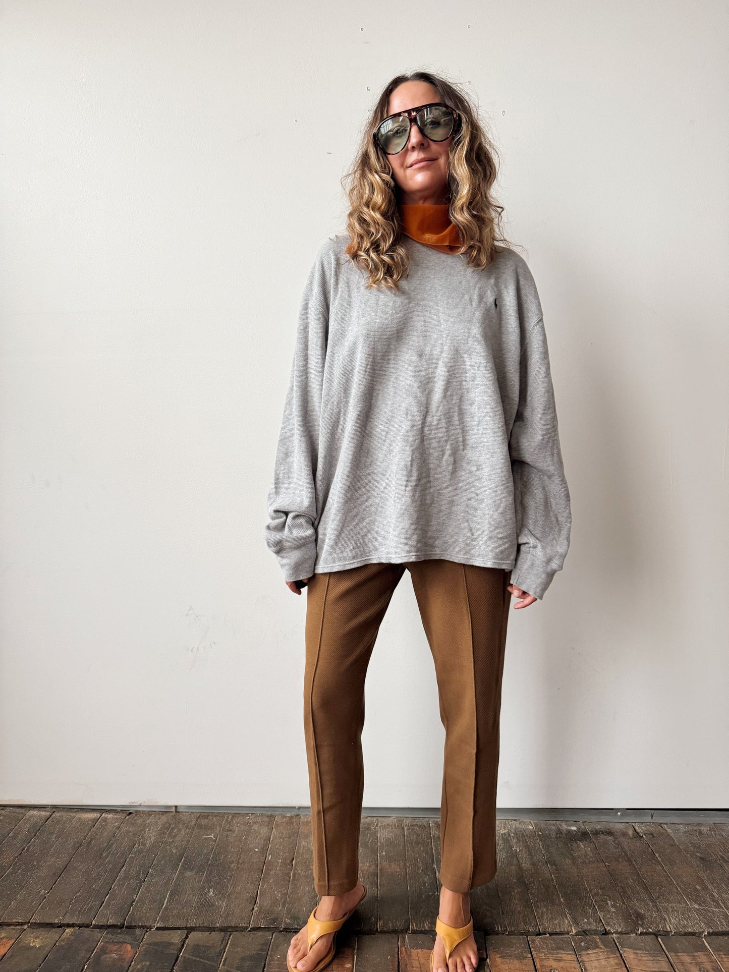 Polo Heather Grey Cotton Thermal (Mens XXL)