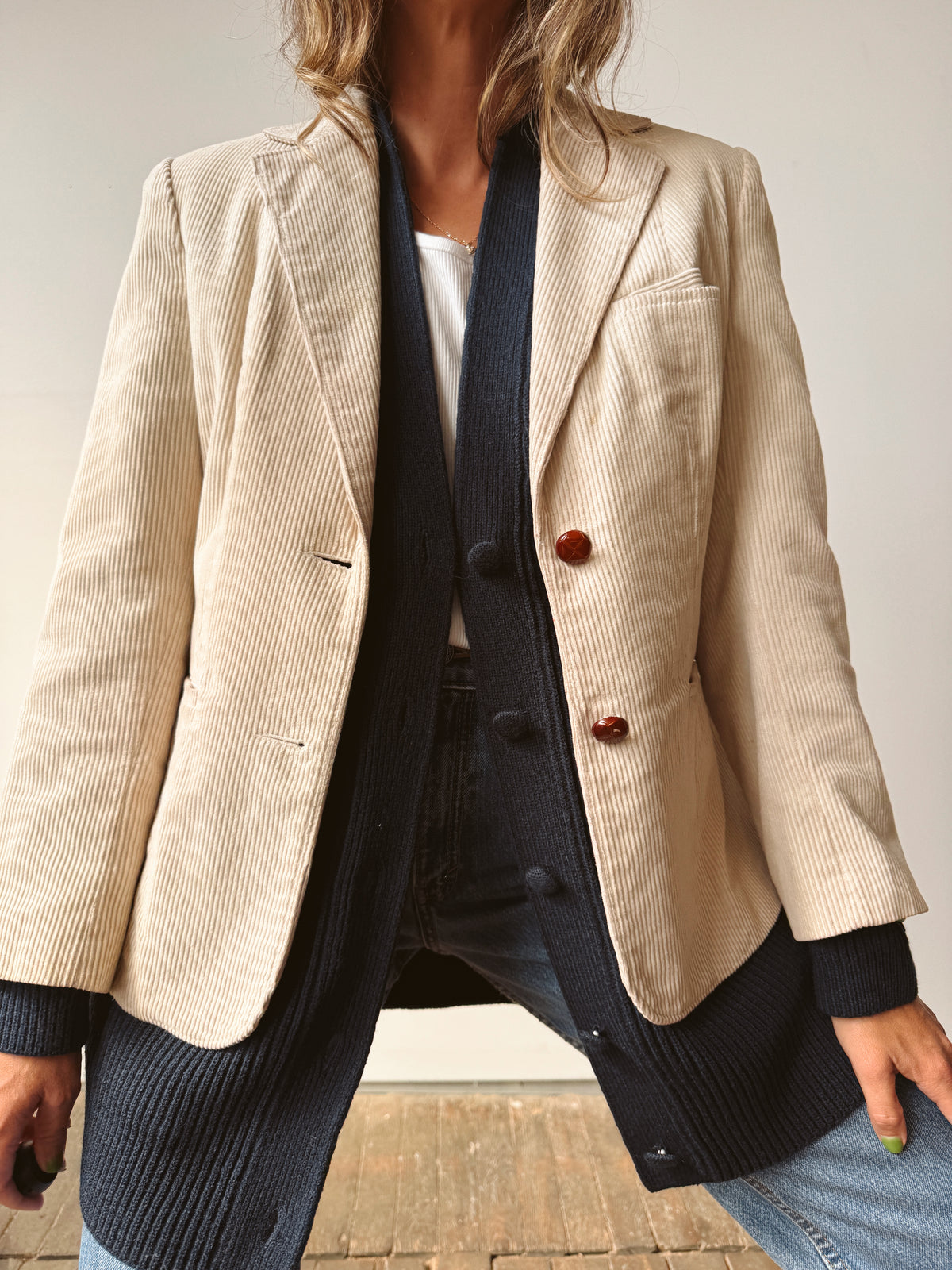 Ribbed Navy 00s Cardigan (L)