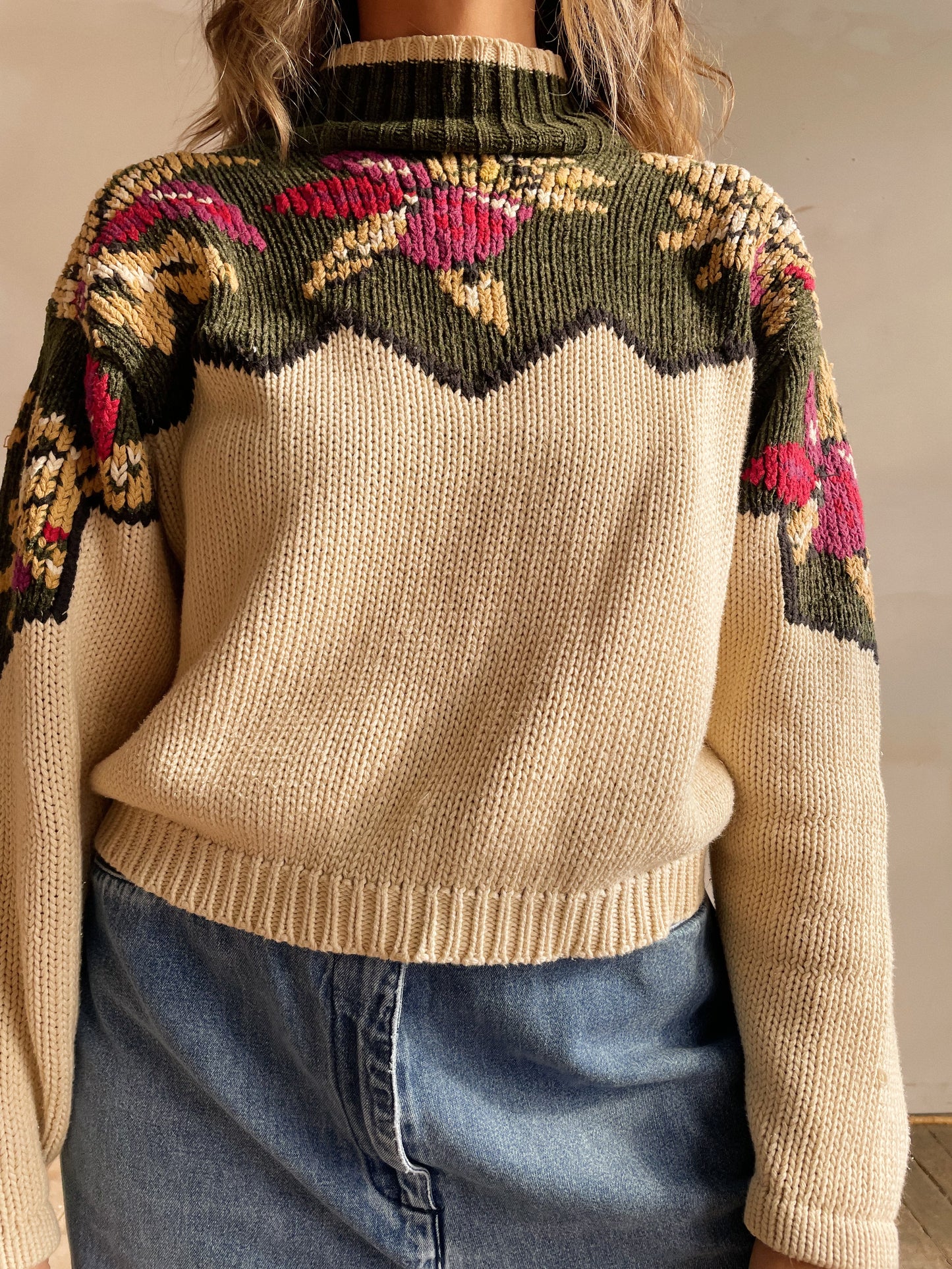 90s Jacquard Floral Sweater (M)