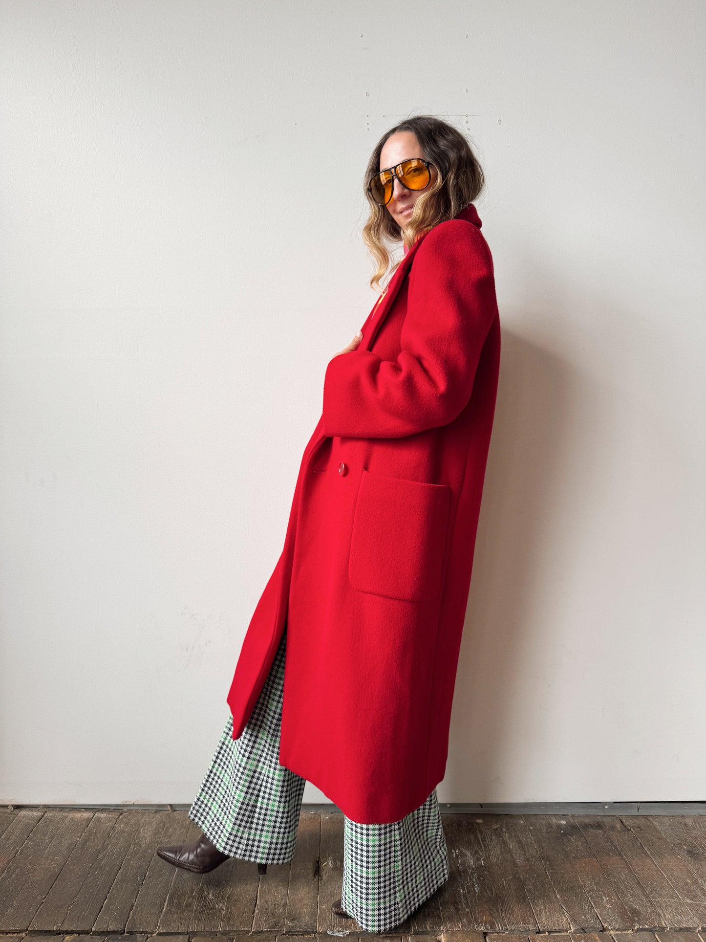 Red Wool 90s Overcoat (M)