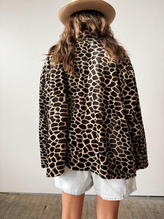 Giraffe Textured Swing Cropped Coat (XL)