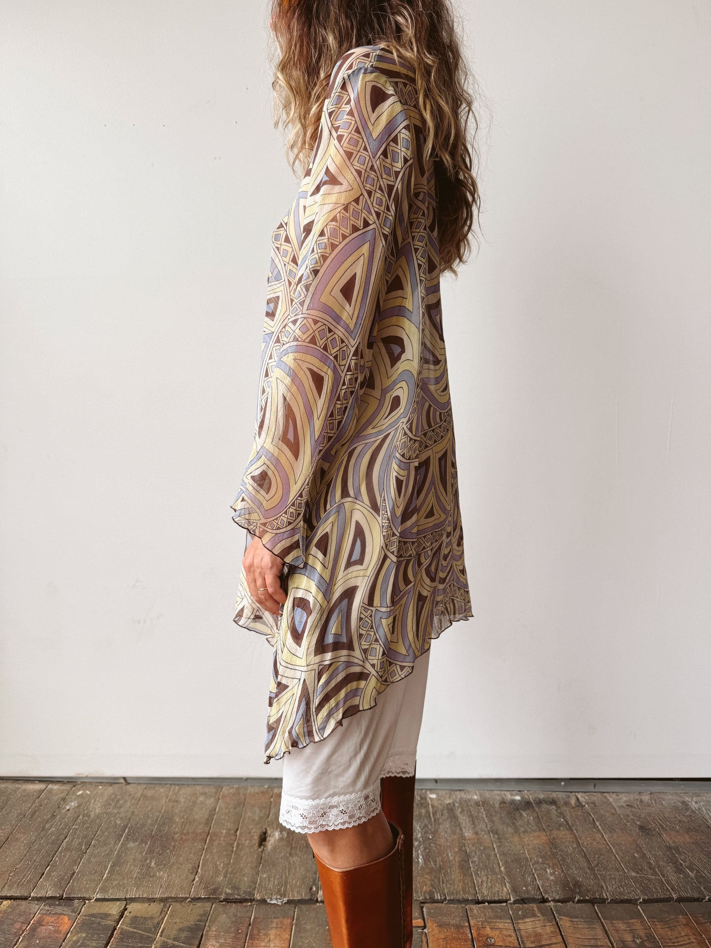 Sheer 90s Tie Tunic Top (S)