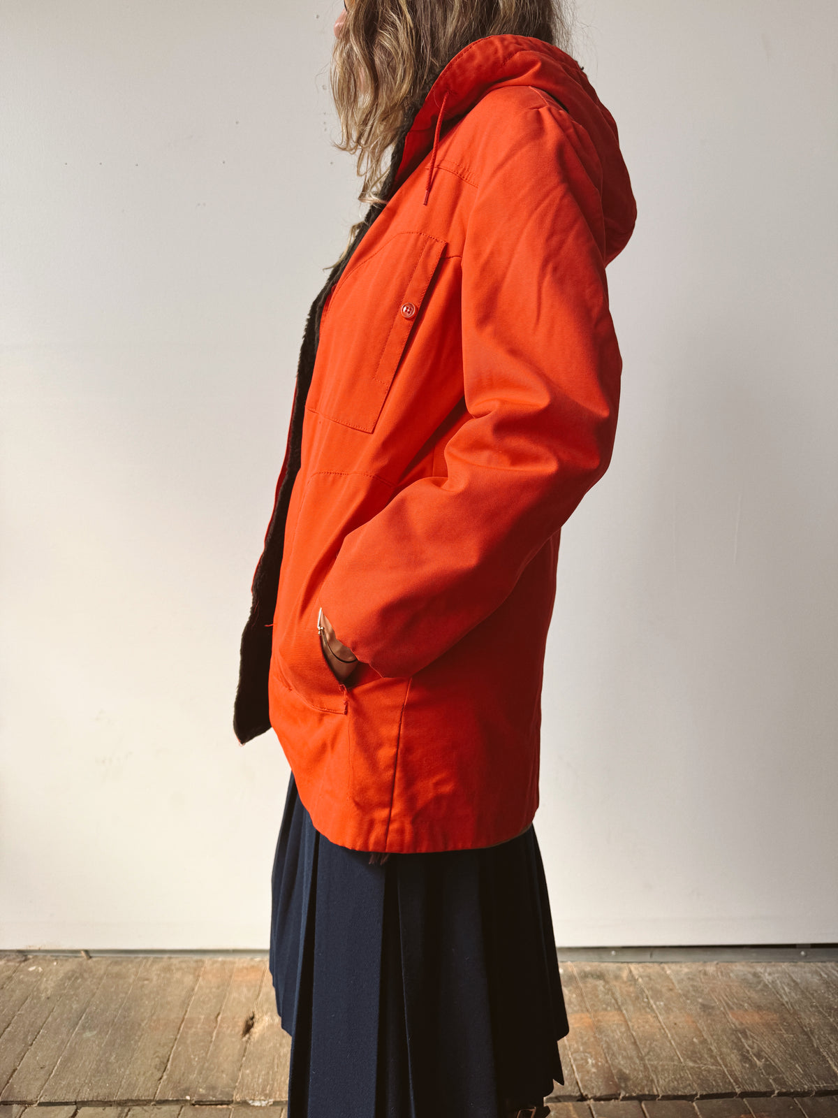 Japan 70s Canvas Jacket with Faux Fur Lining (M)
