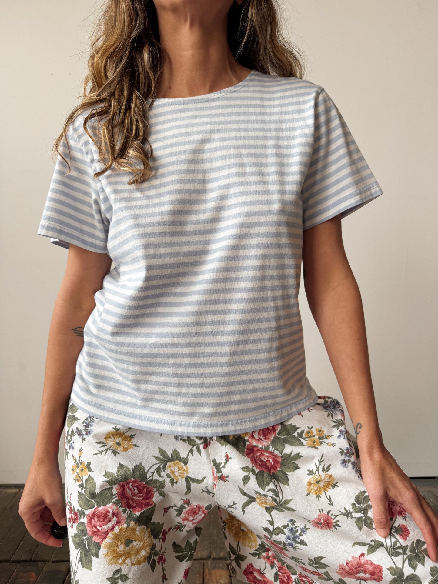 Baby Blue 90s Striped Tee
