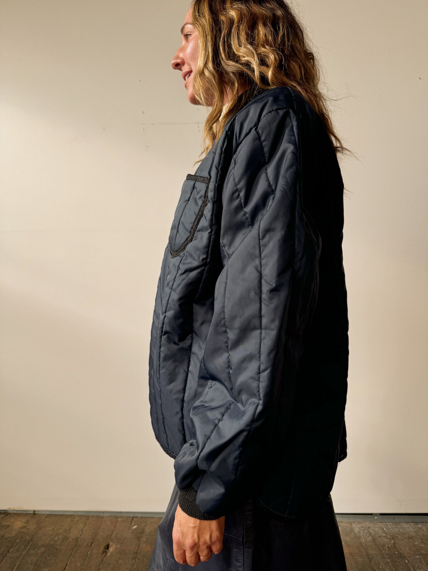 Navy 60s Quilted Dacron Jacket (L)