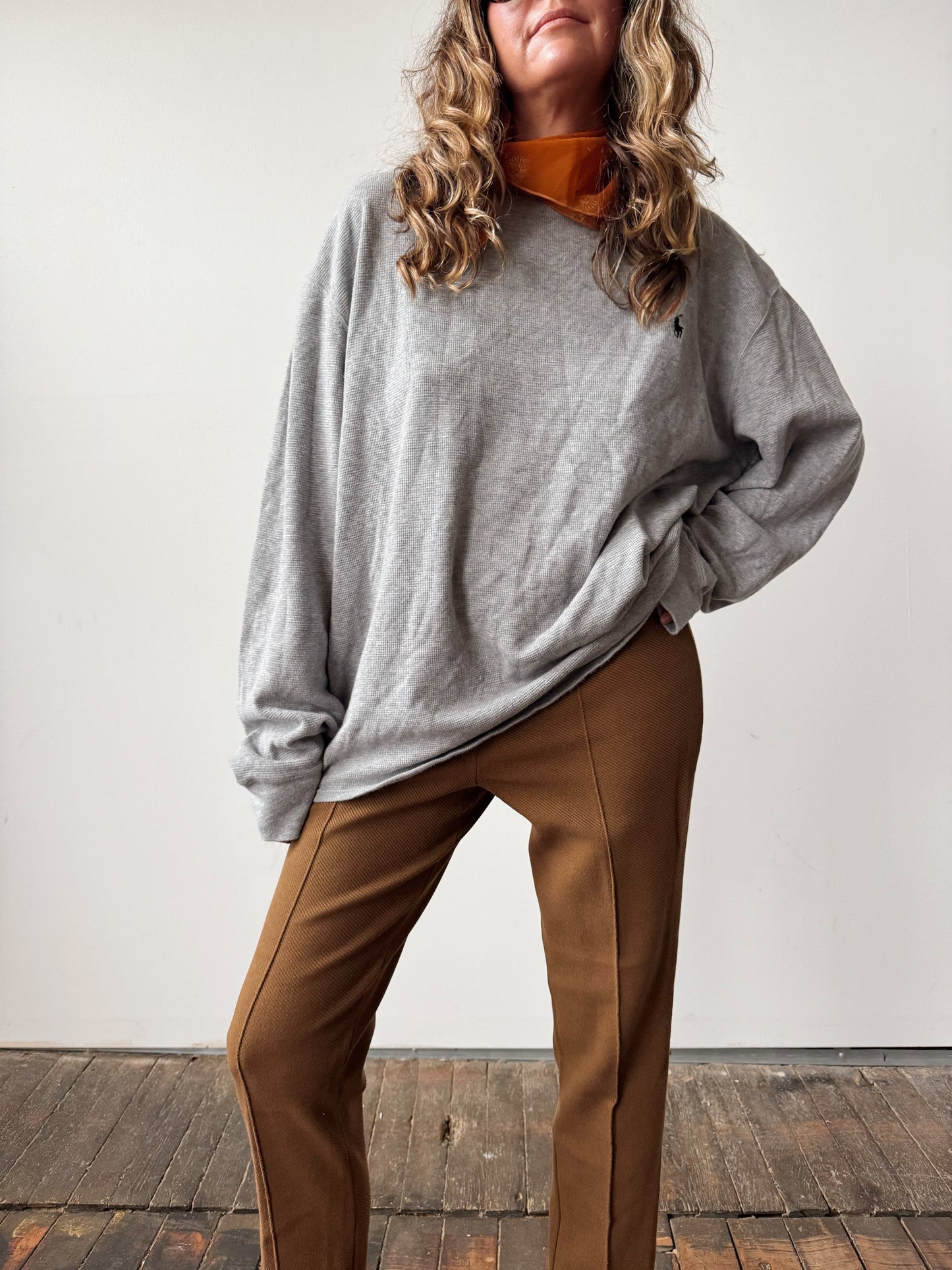 Polo Heather Grey Cotton Thermal (Mens XXL)