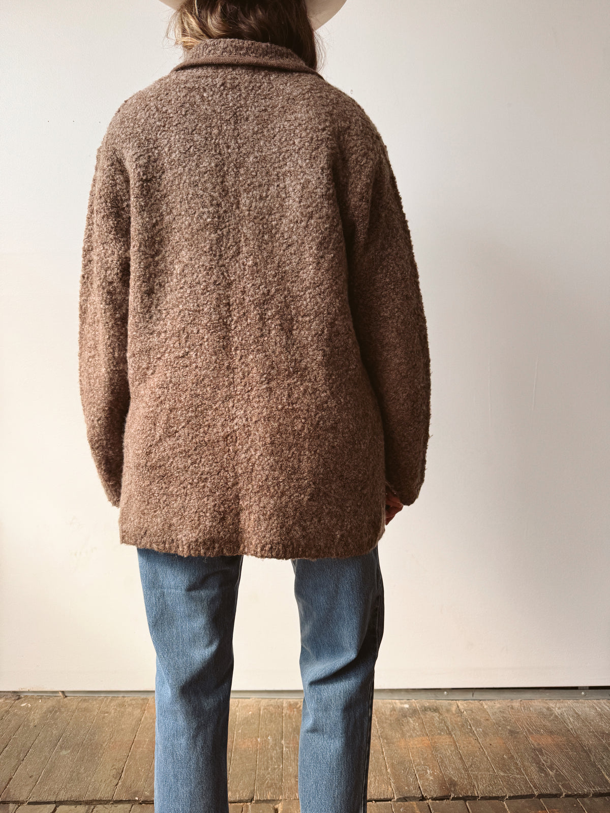 Oversized Brown Textured Cardigan (L)