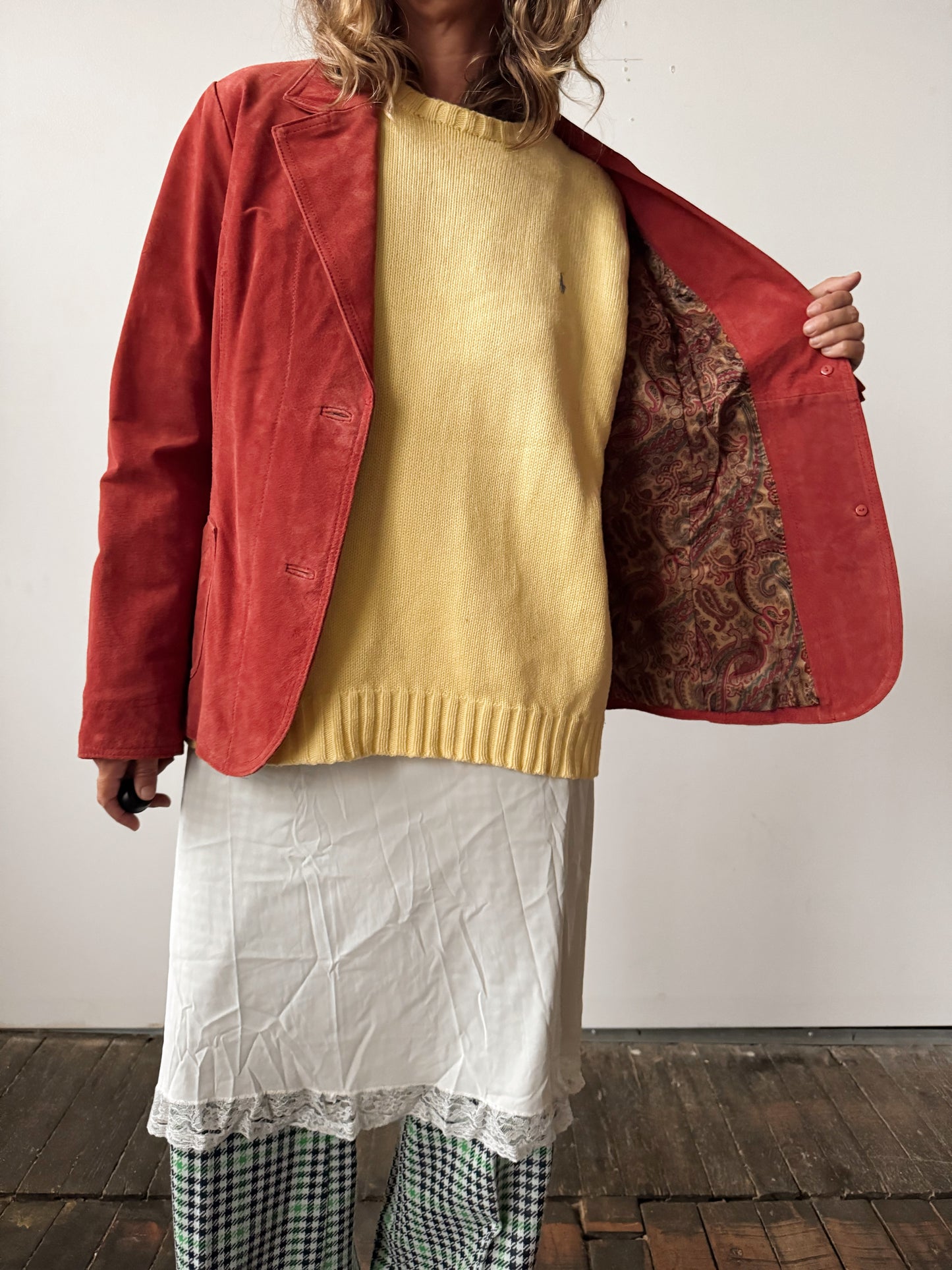 Suede 90s Burnt Orange Blazer (L)