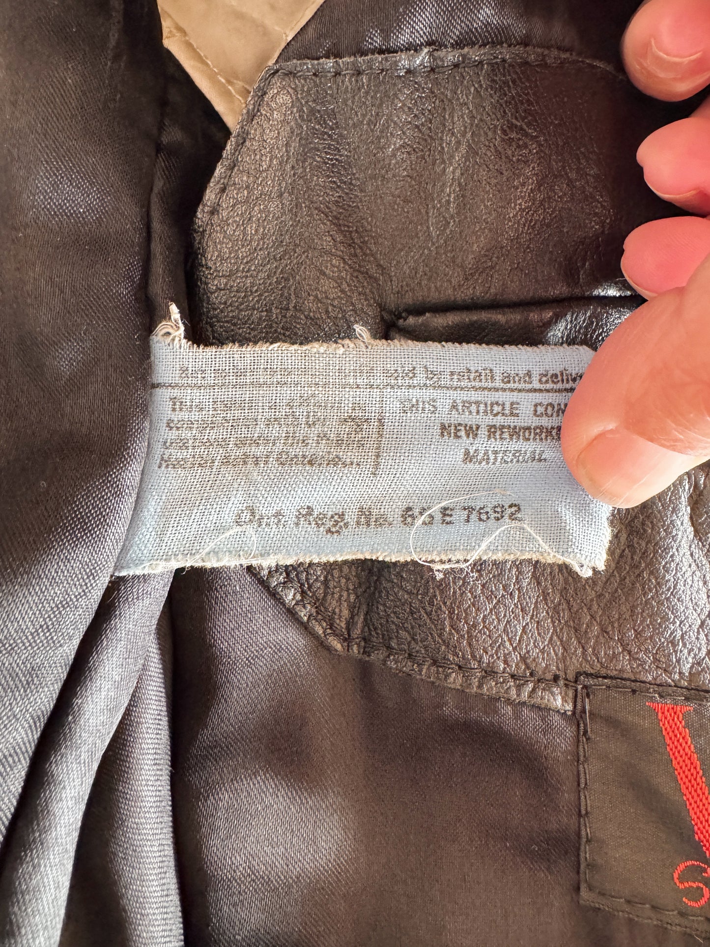 60s Oversized Leather Trench Coat with Flannel Lining (XL)