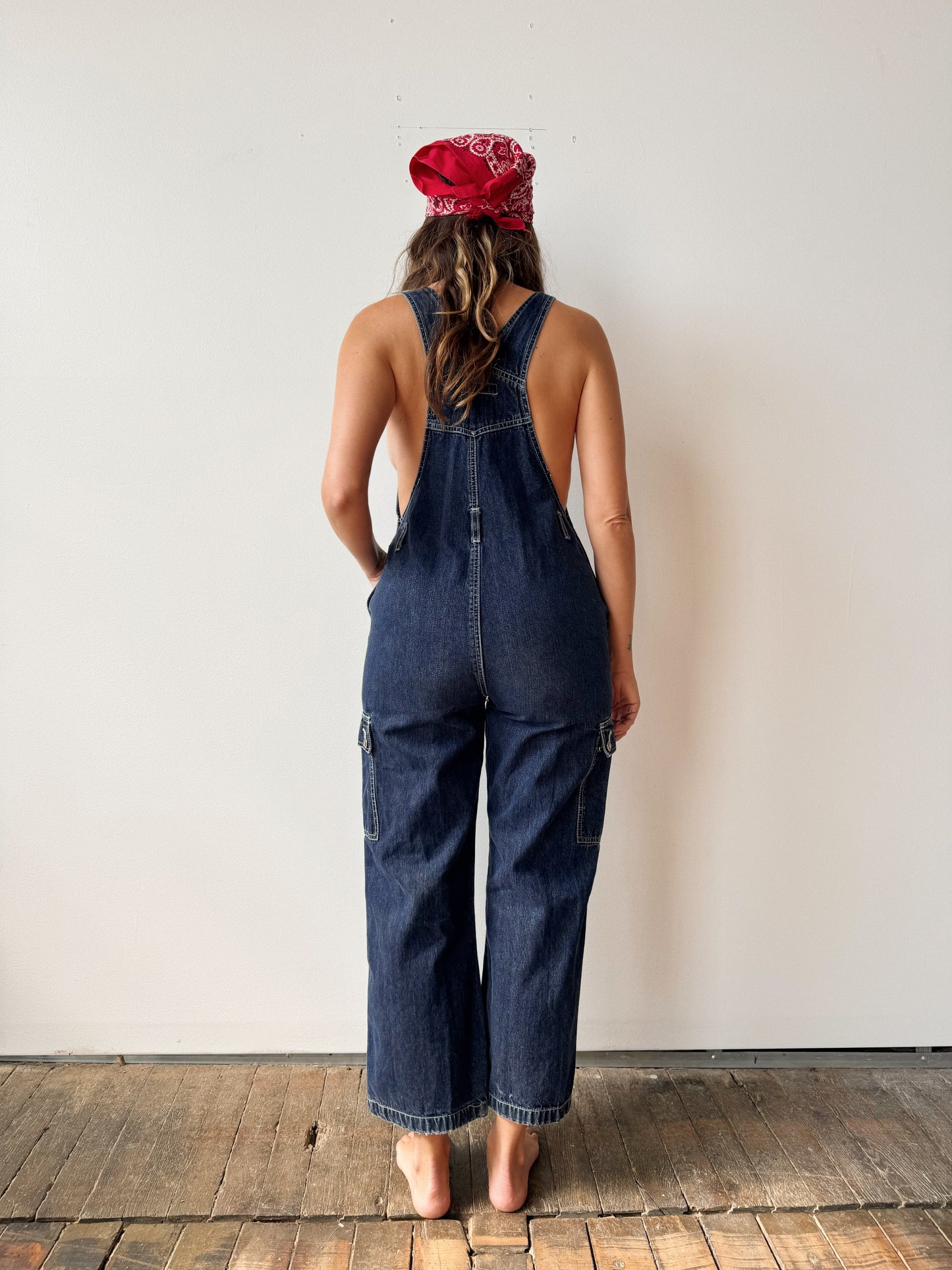 Y2K Dark Wash Juniors Overalls (S)