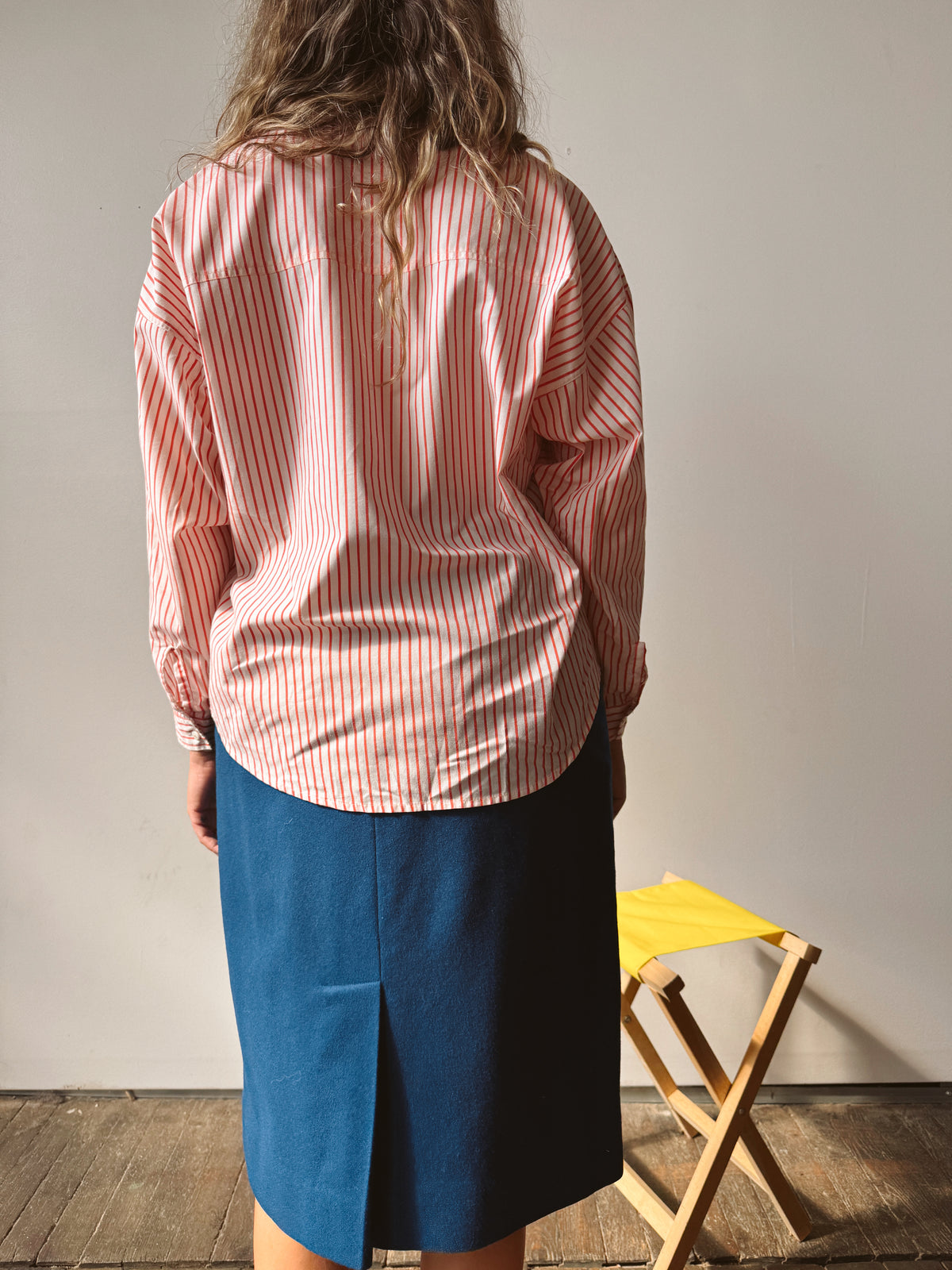 Red Candy Striped Woven Cotton Blouse (S)