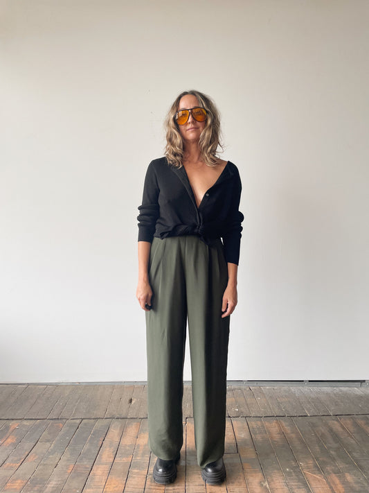 Olive Silk Pant