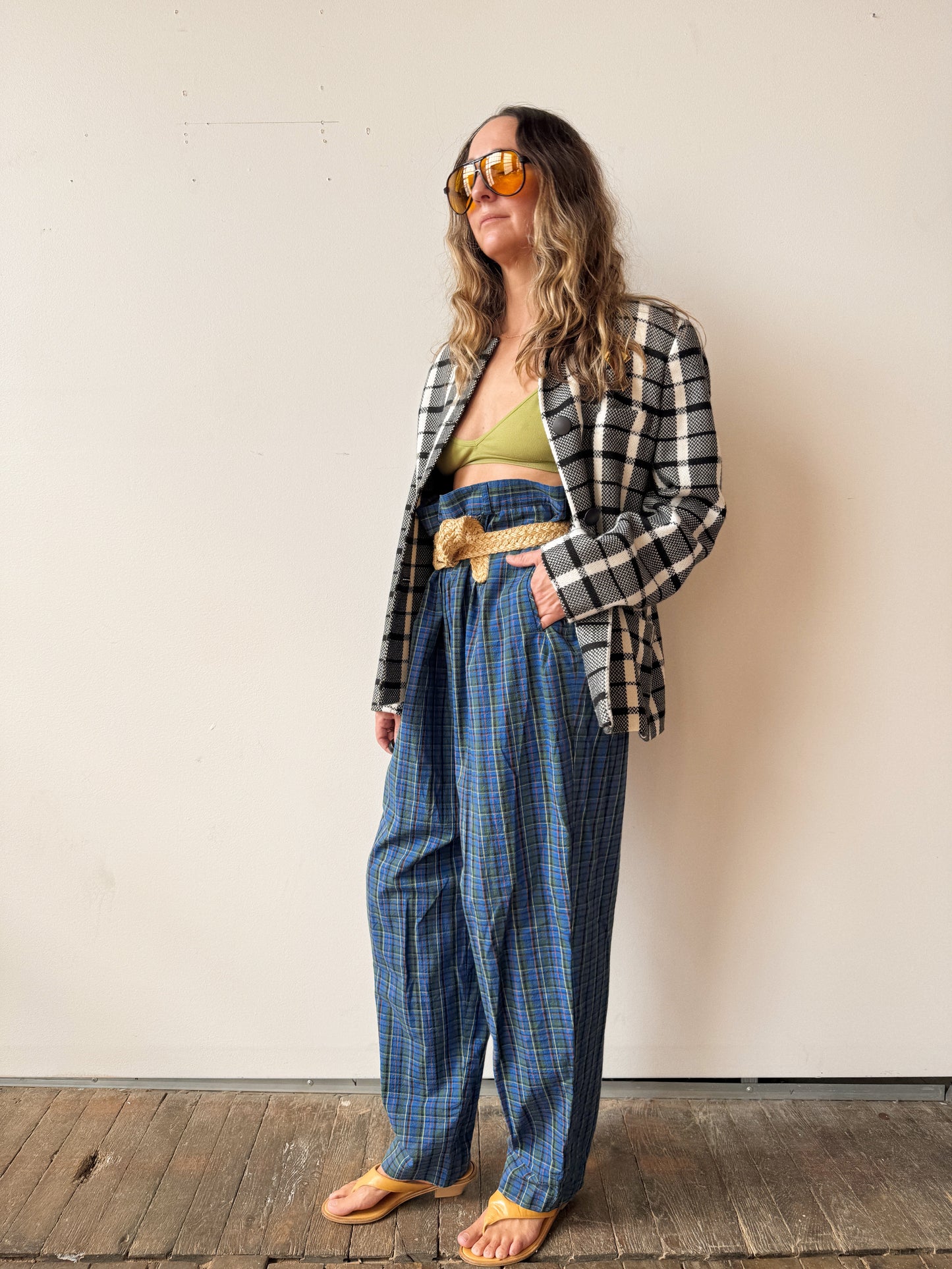 90s Blue Talbots Plaid Trouser Pant (36")