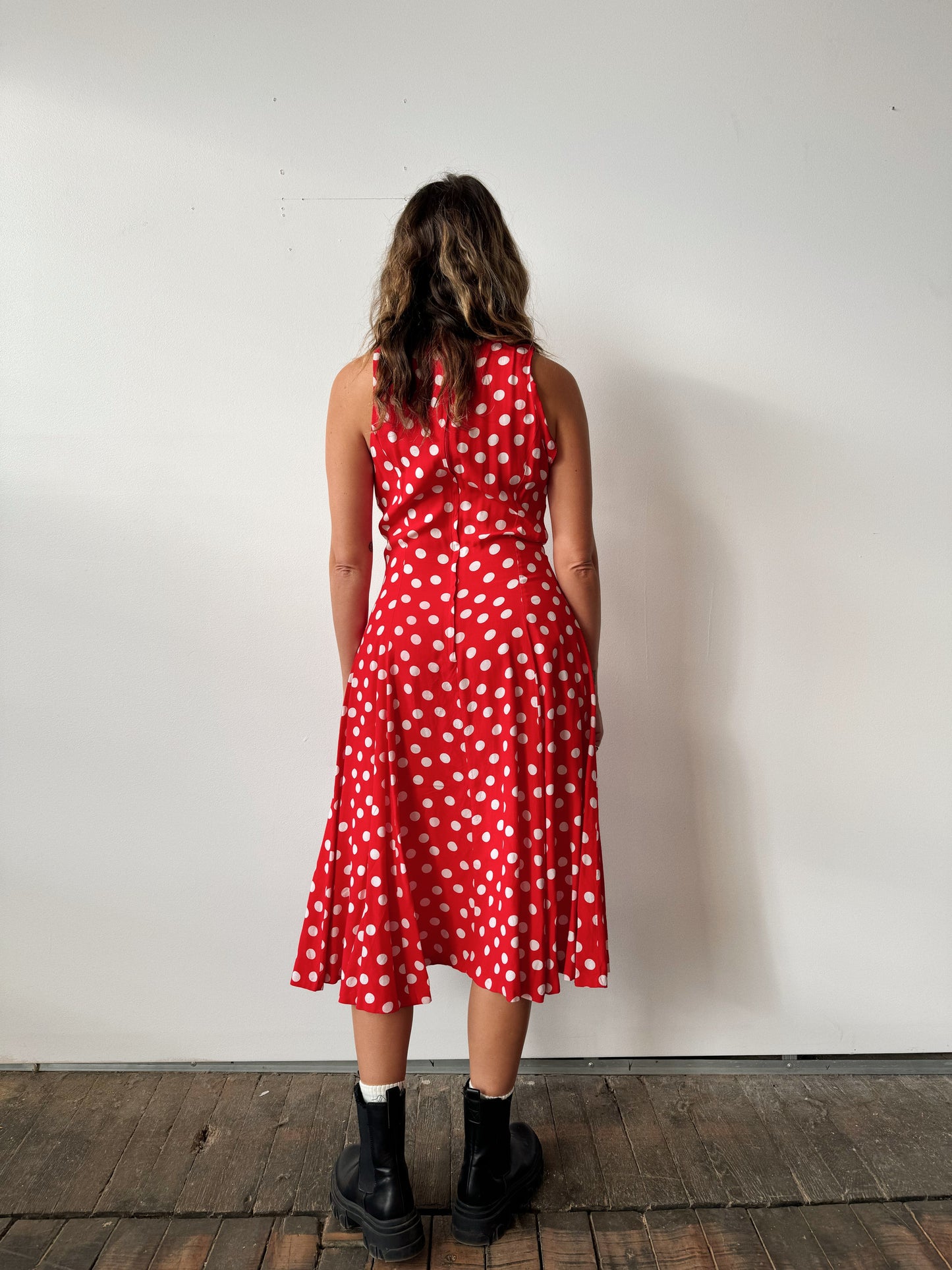 Roberta 90s Red Polka Dot Dress (M)