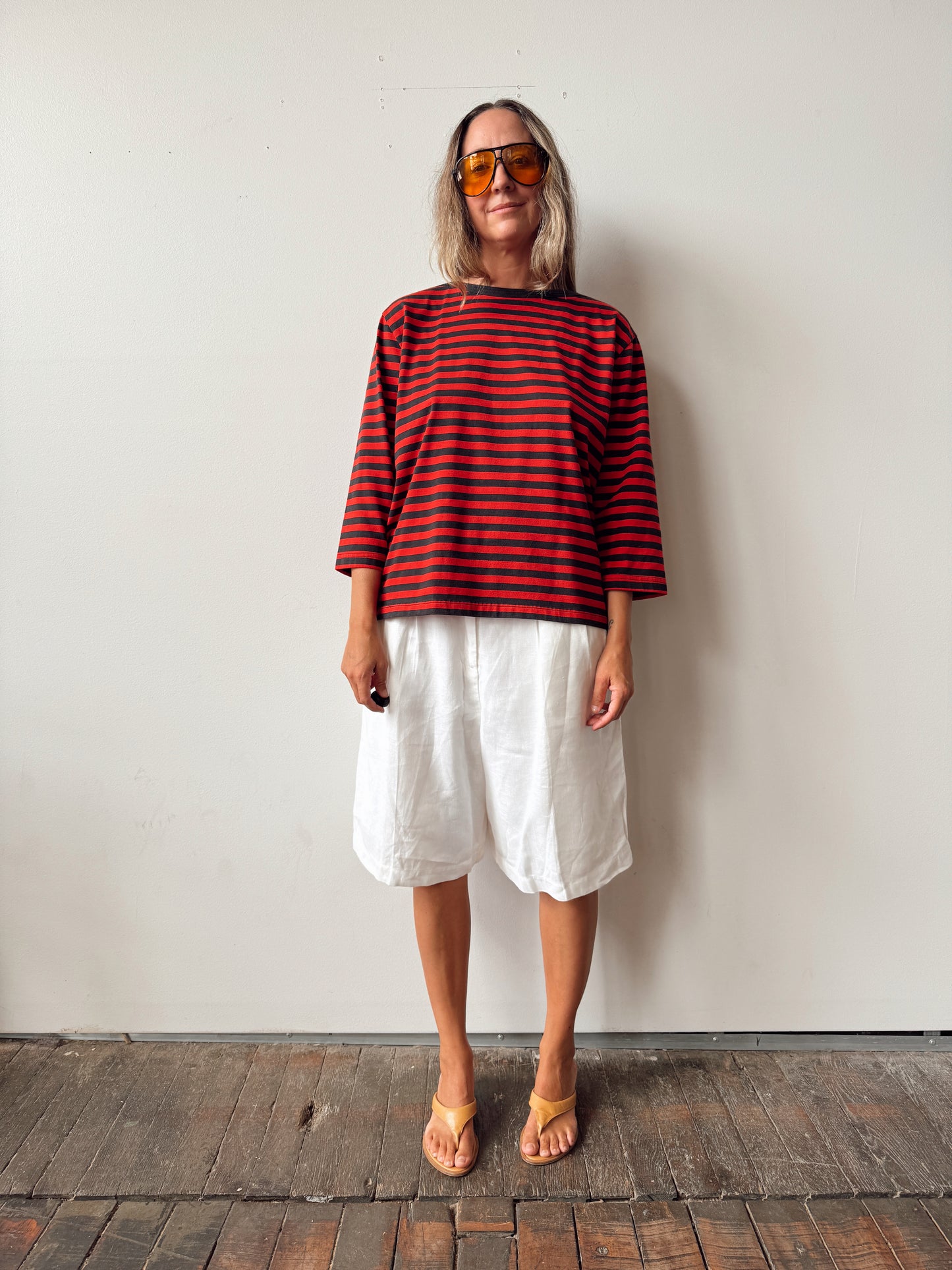 Red Stripped Paradise Cotton Shirt (XL)