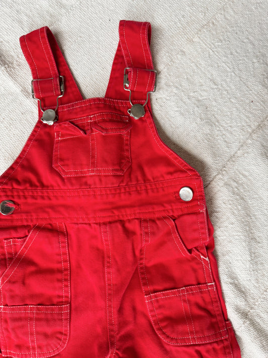 Red Cotton Twill Overalls (12m)