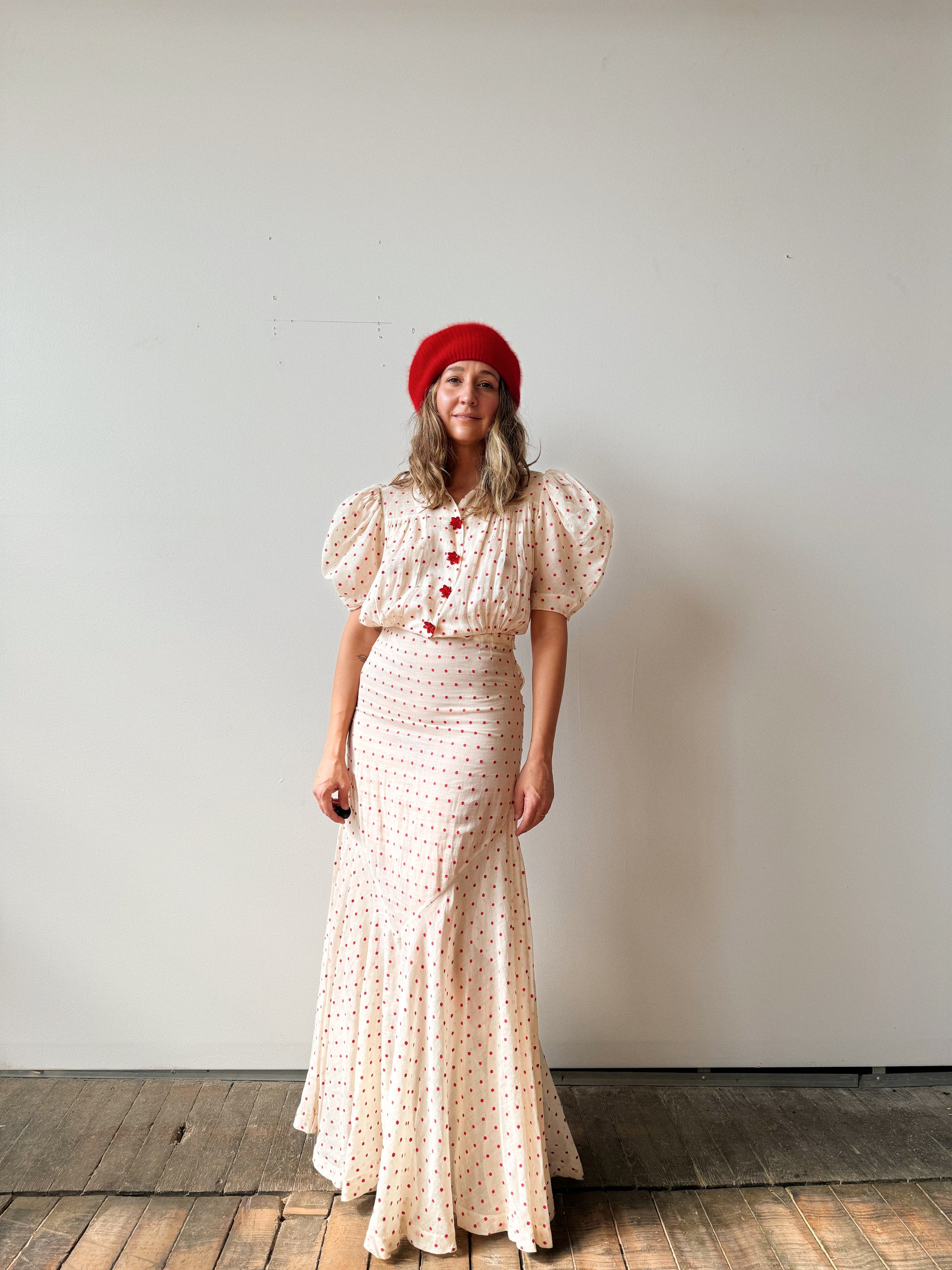 Early 1900s Cotton Voile Polka Dot Dress (S) dry vtg and Early 1900s Cotton Voile Polka Dot Dress (S) dry vtg and