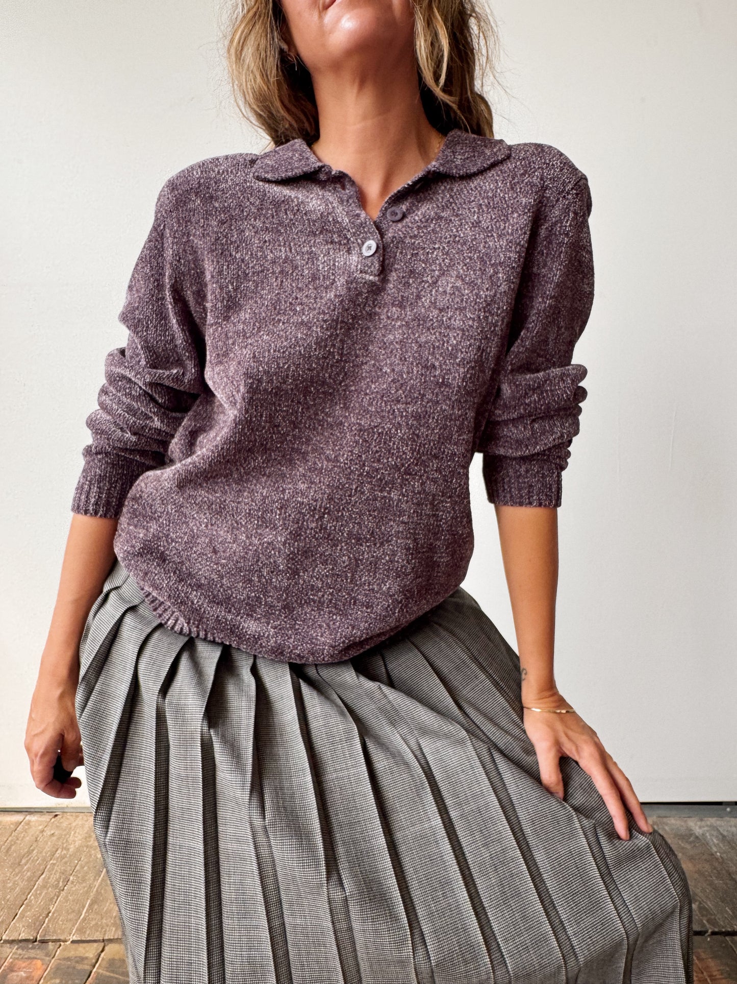 Purple 00s Collared Knit Sweater (S)