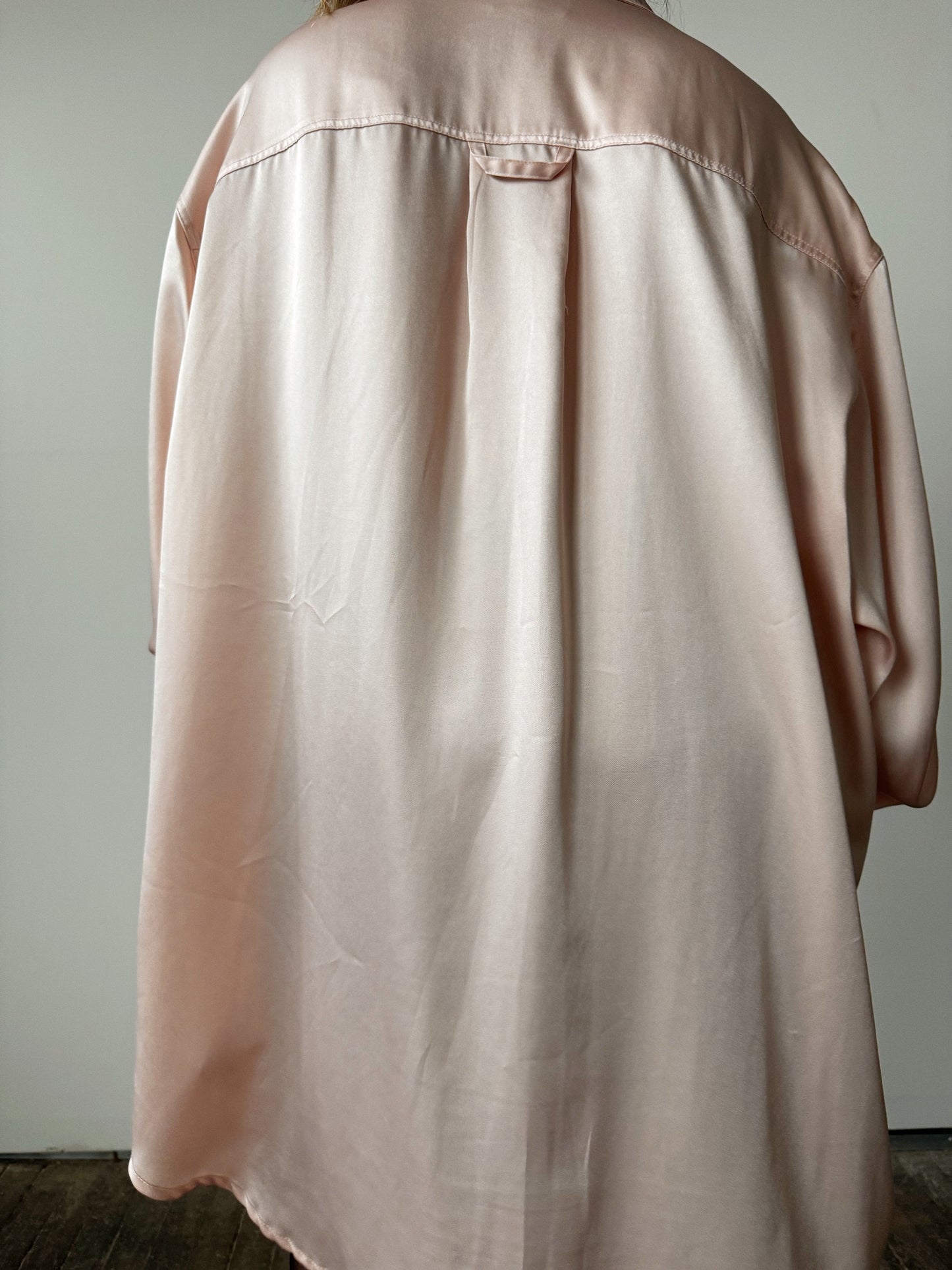 Baby Pink Sateen Oversize Shirt (1X)