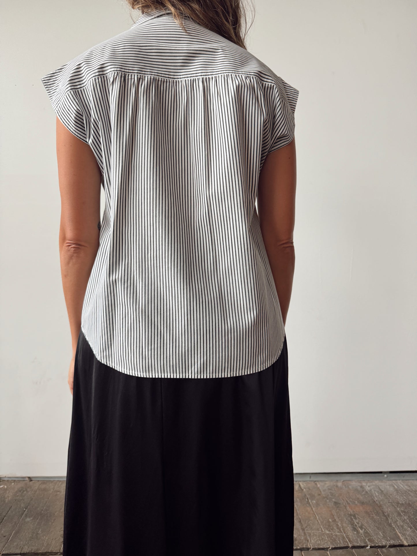 Black Candy Stripe 80s Blouse (M)