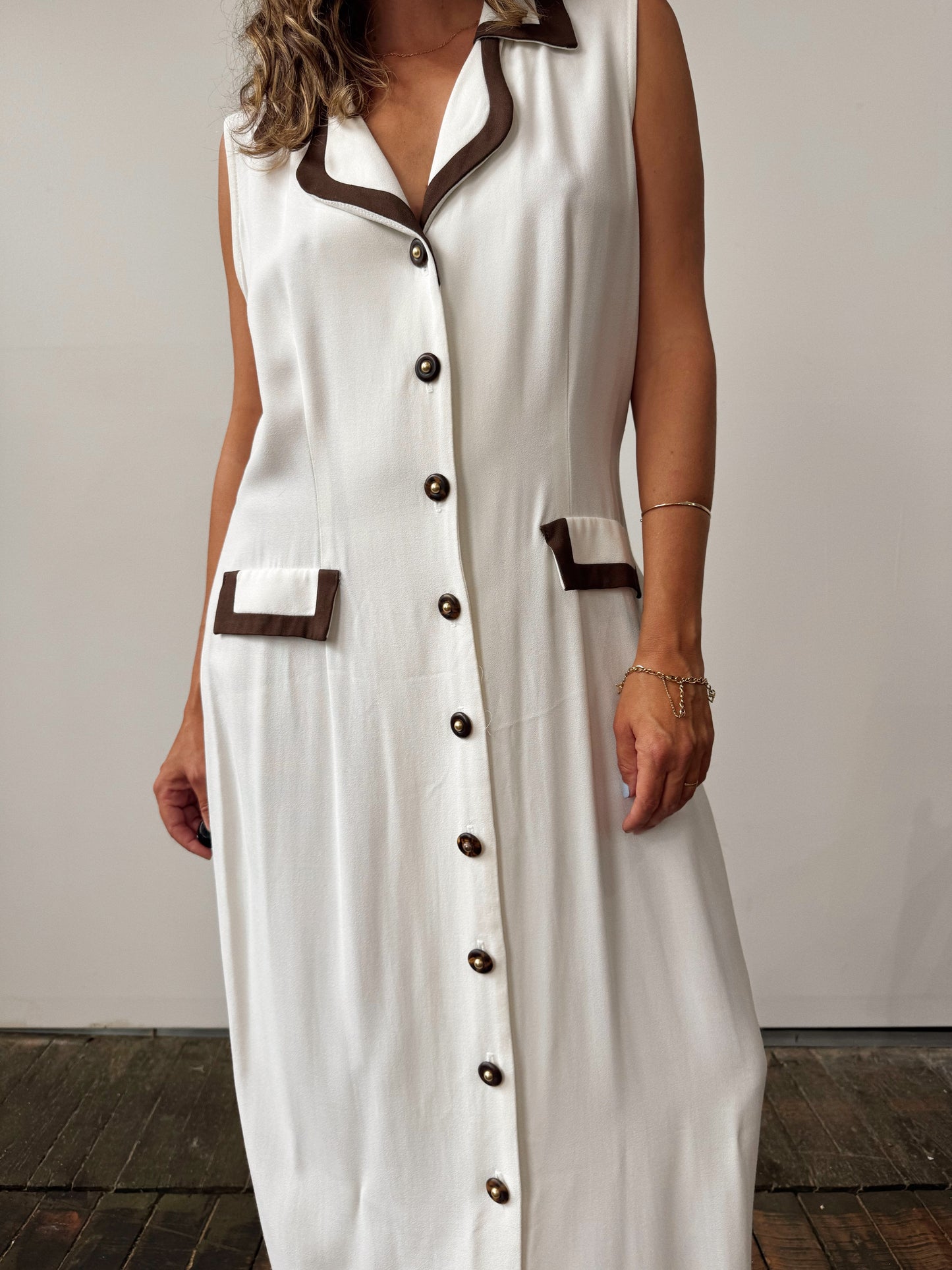 Hart White and Brown 90s Dress (L)