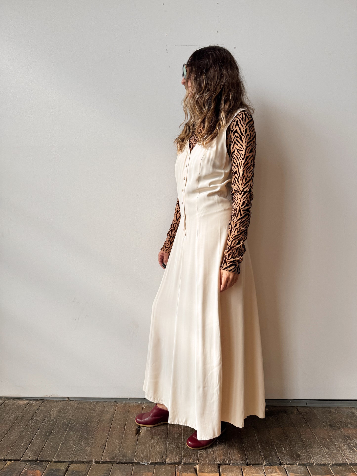 Ivory 90s Button-Front Dress (L)
