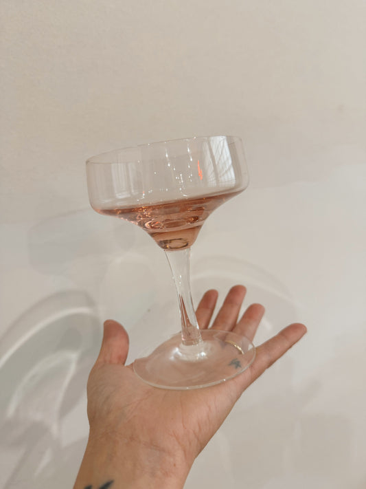 Pink Glass Coupes, Set of 4