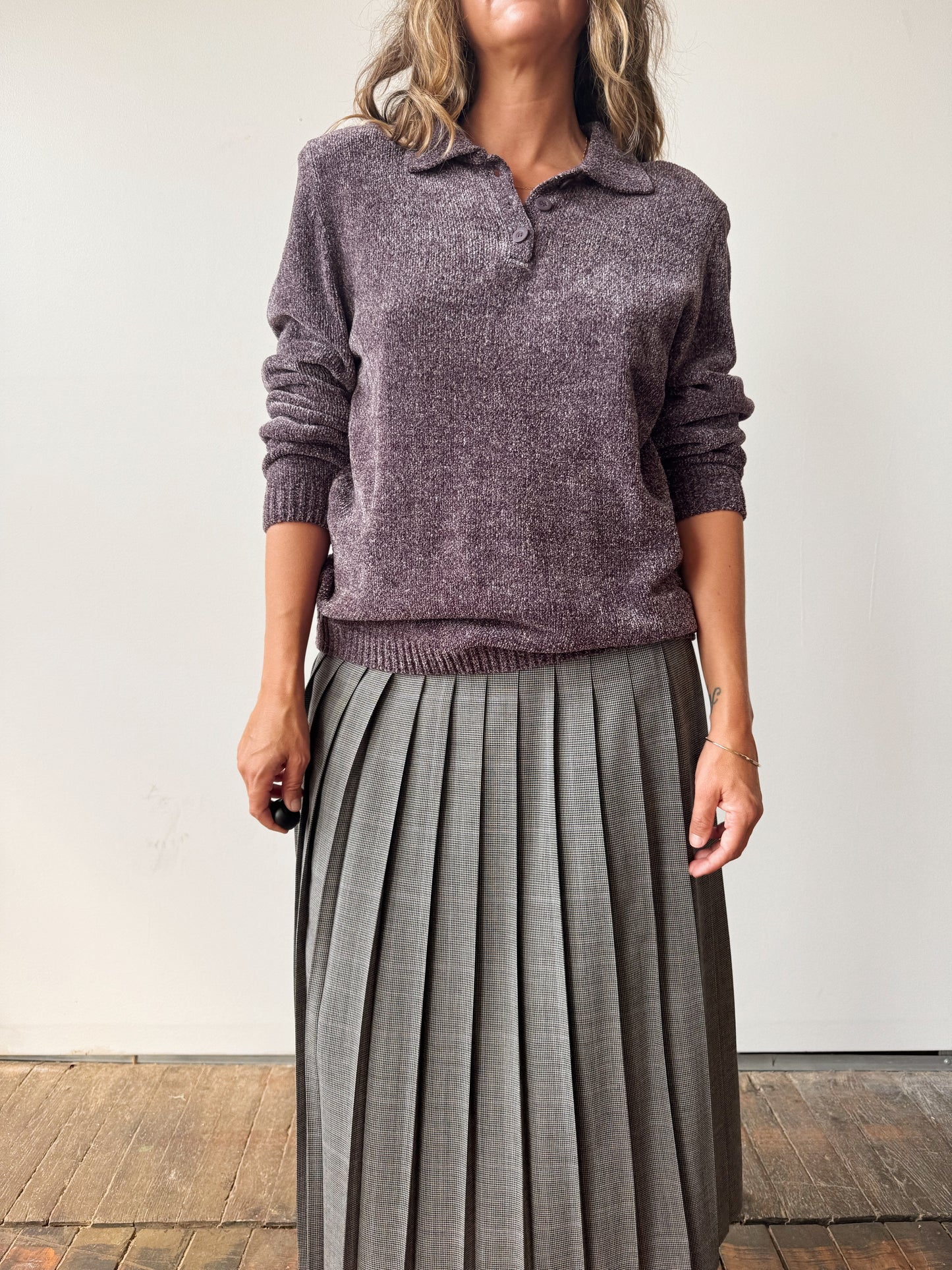 Purple 00s Collared Knit Sweater (S)