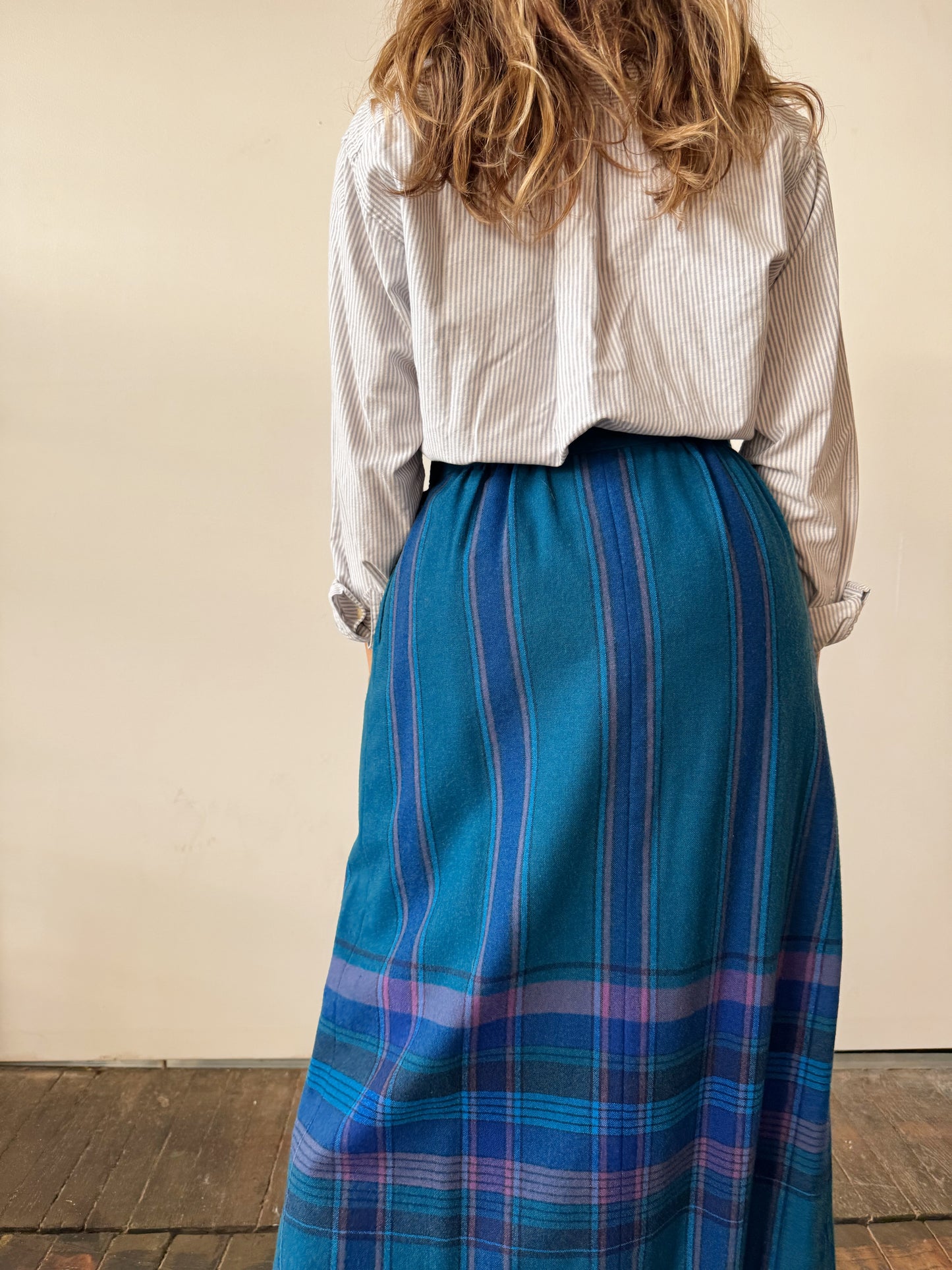 Pendelton Striped Wool 80s Midi Skirt (28")