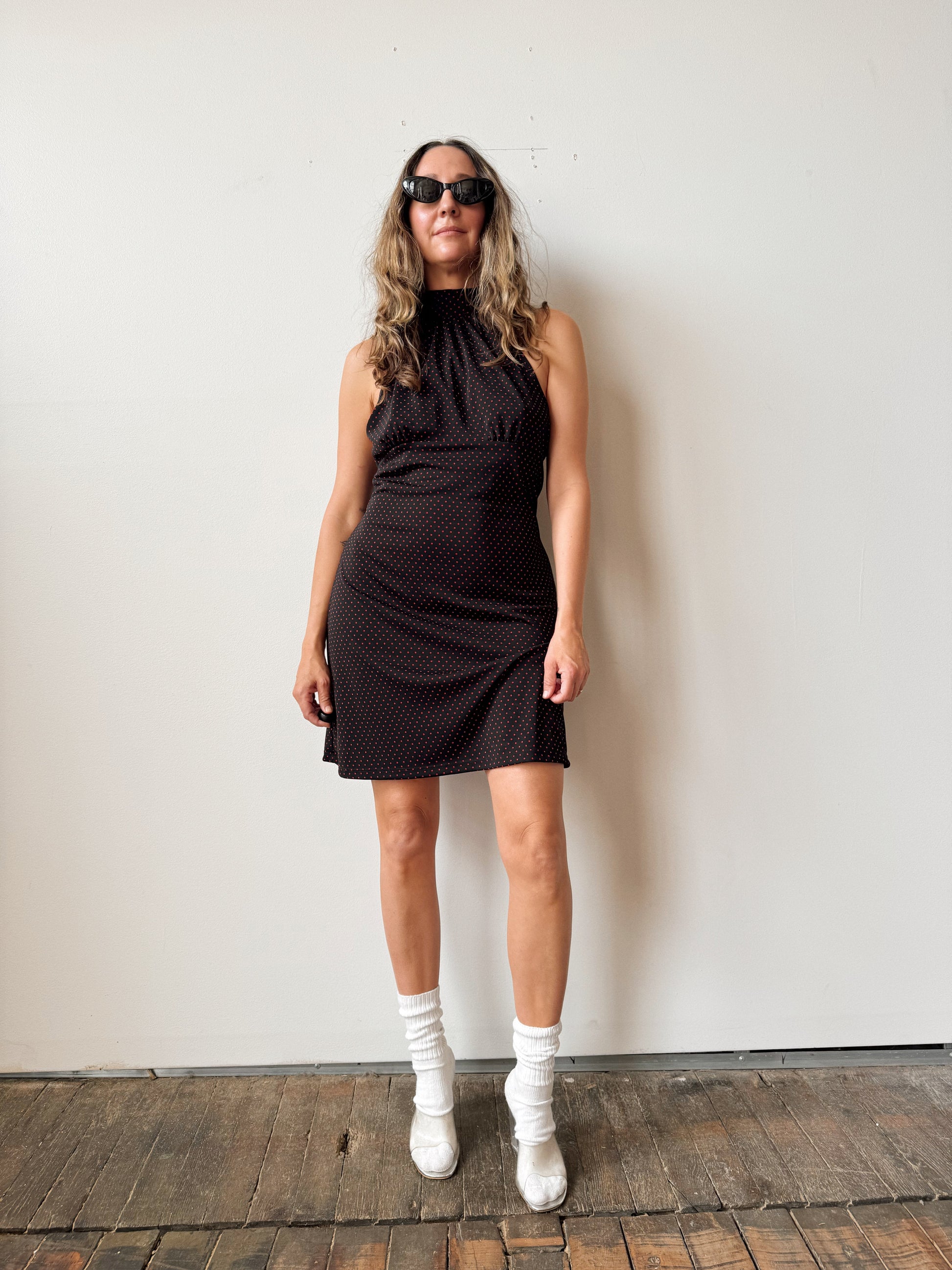 Byer Red Dotted Halter 90s Dress (M) Byer Red Dotted Halter 90s Dress (M)