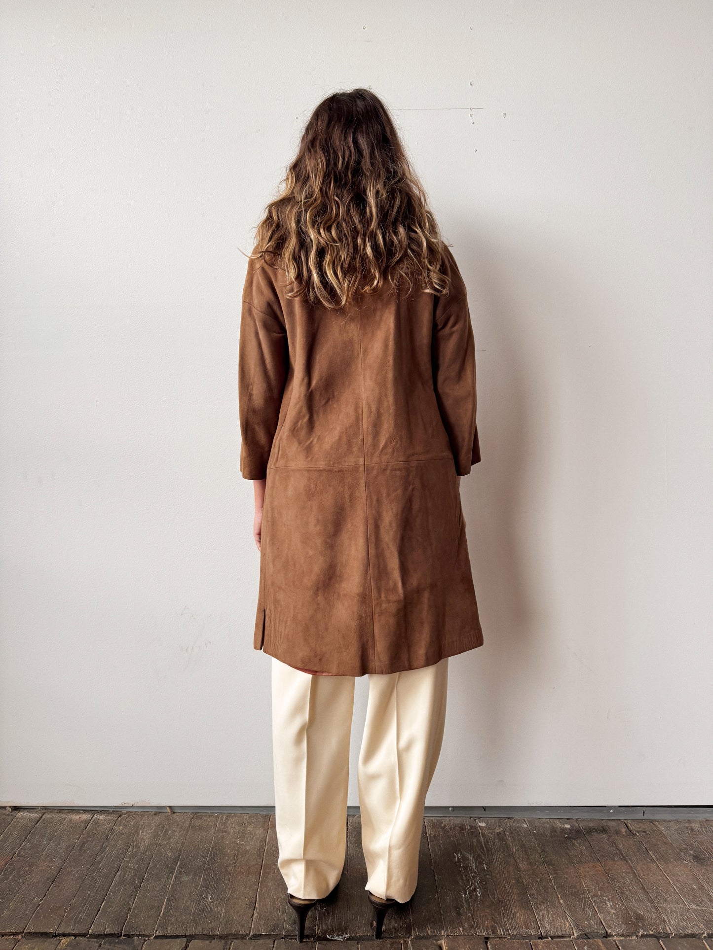 Suede and Mink Collar 60s Coat (XS)