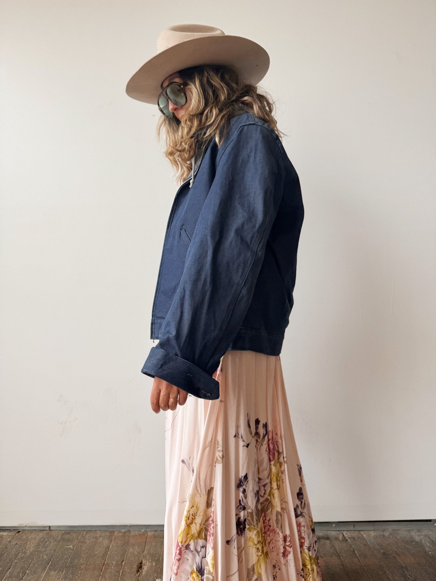 Denim 70s Flannel Lined Work Wear Jacket (M)