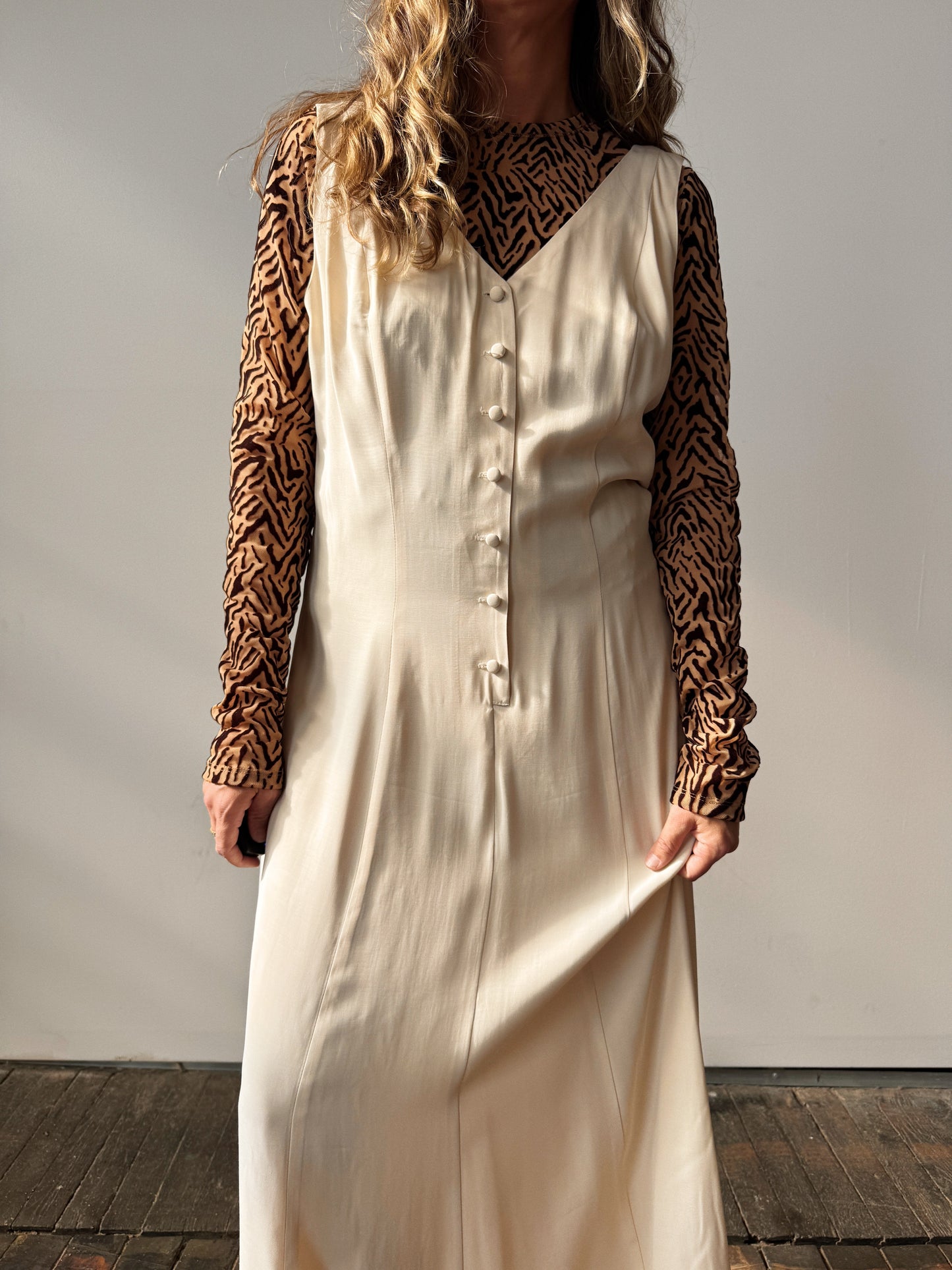 Ivory 90s Button-Front Dress (L)