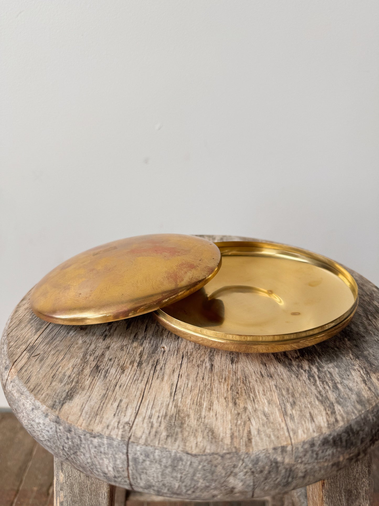 Lidded Brass Trinket 5" Dish
