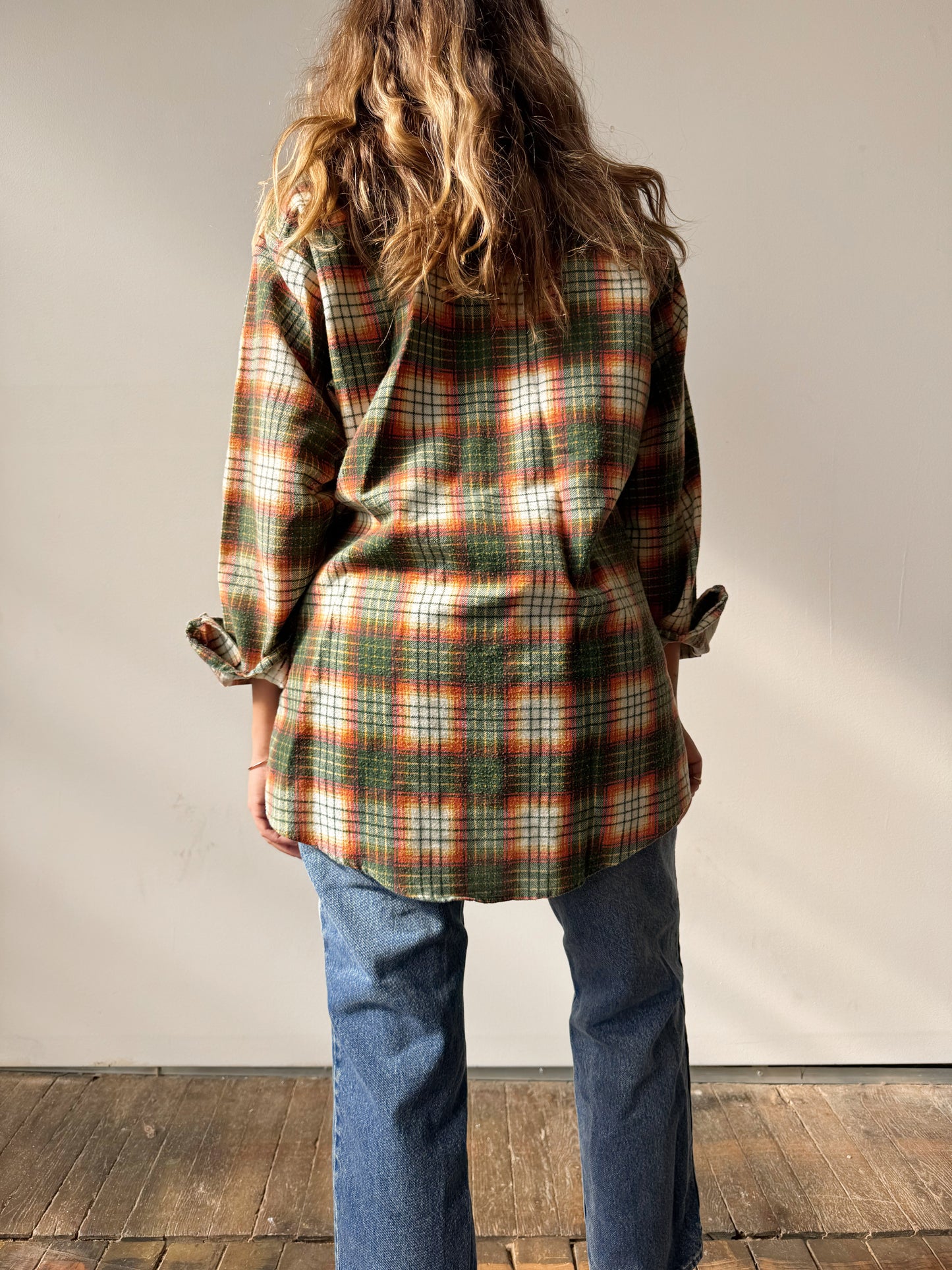 Plaid 70s Flannel Shirt (L)