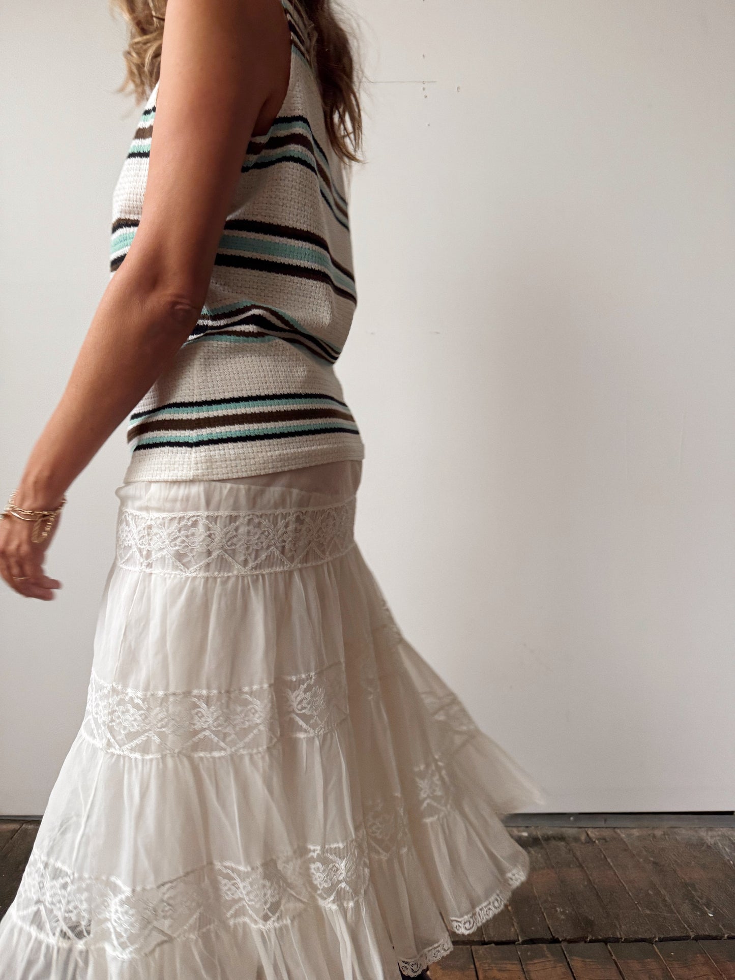 Striped Textured 70s Tank Top (L)