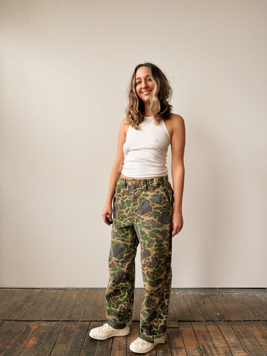 70s Frog Camo Pants / 31"x 27"