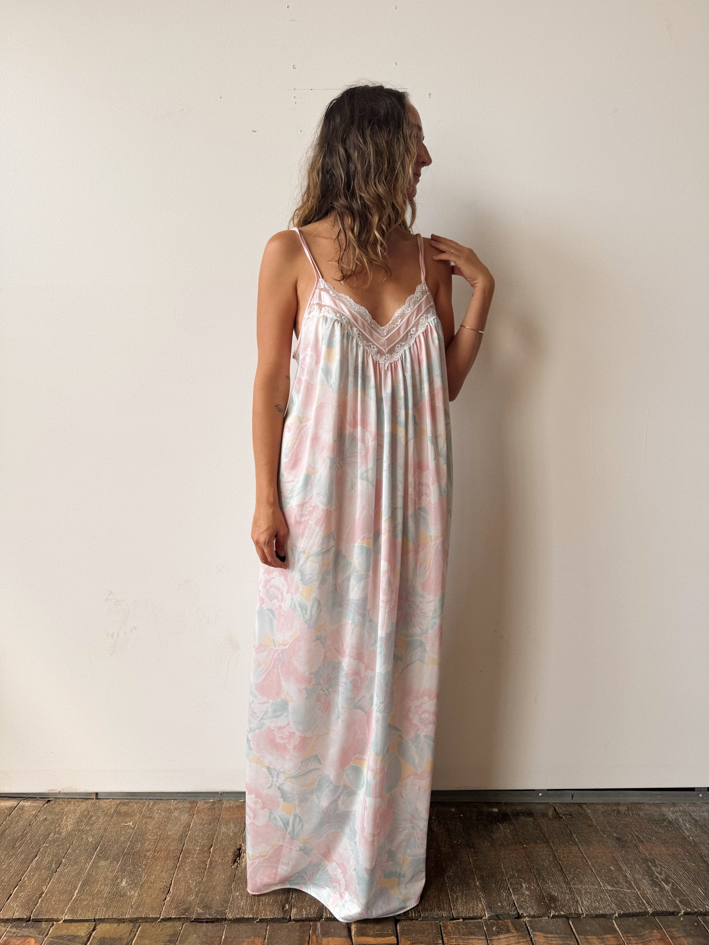 80s Floral Slip Dress (M)