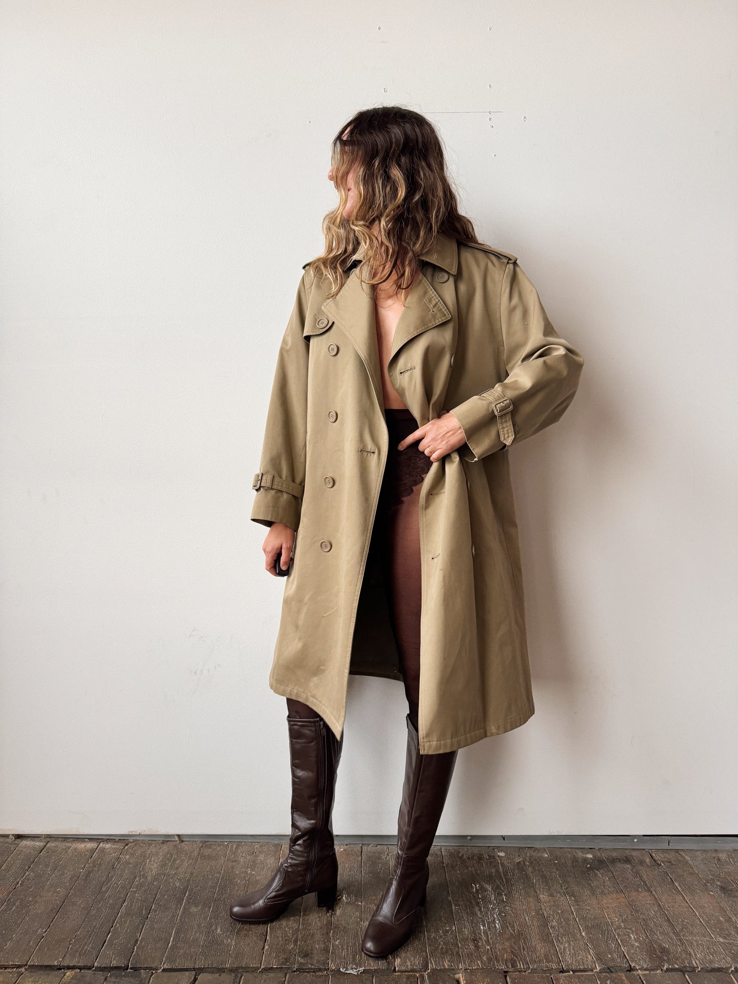 80s Camel Trench Coat (S)