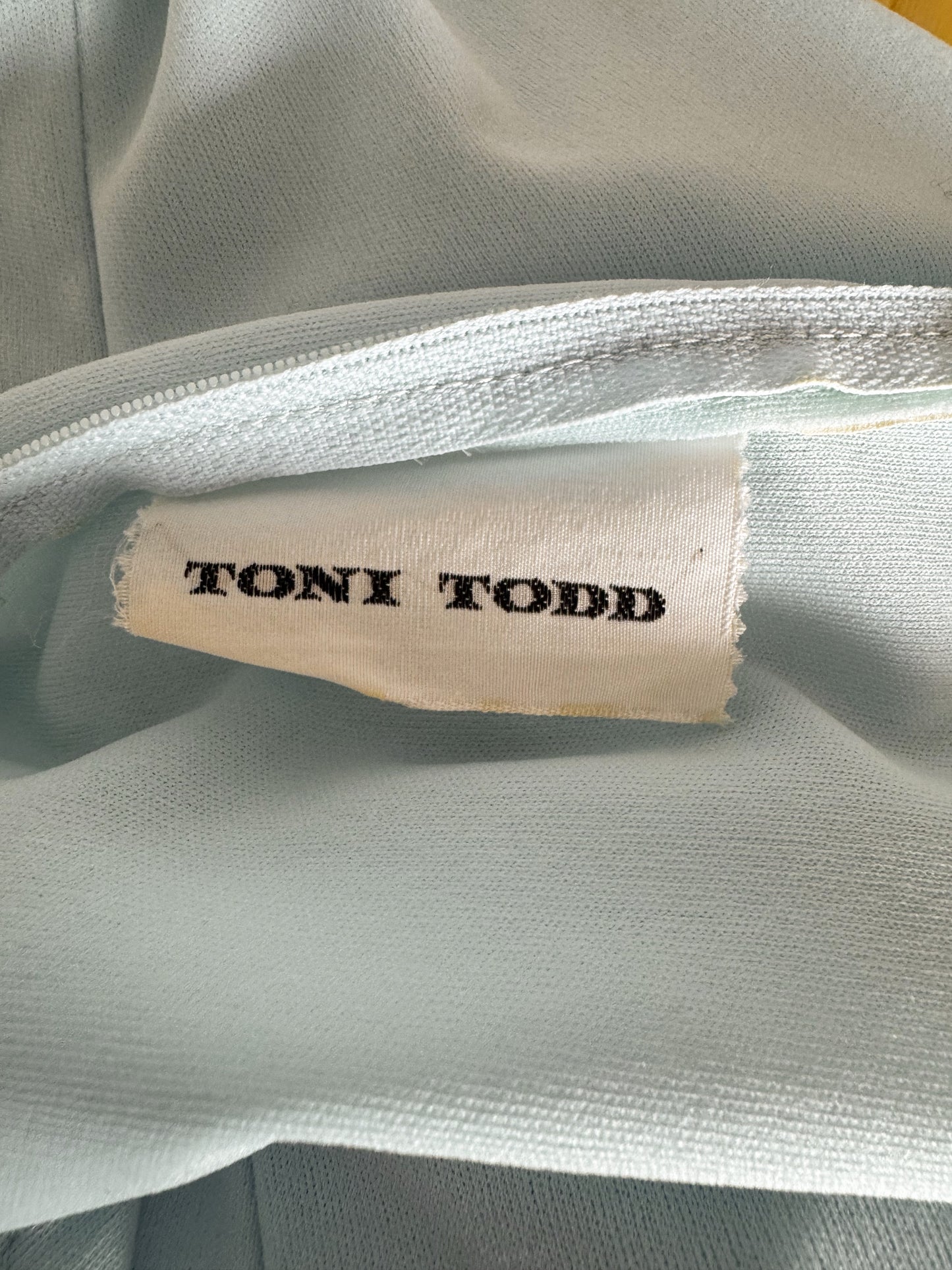 60s Polyester Baby Blue Maxi Dress with Seaming (M)