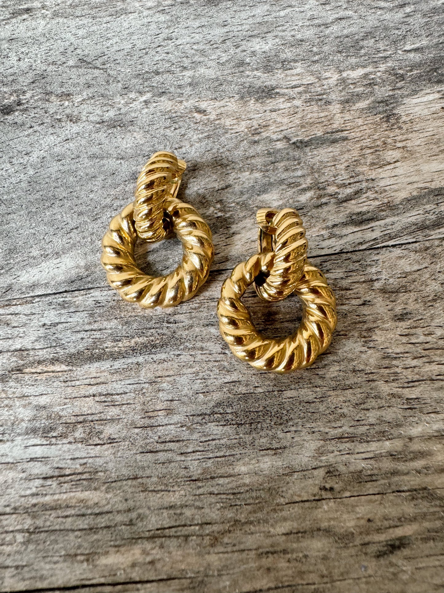 Gold Tone Rope Double Mini-Hoop