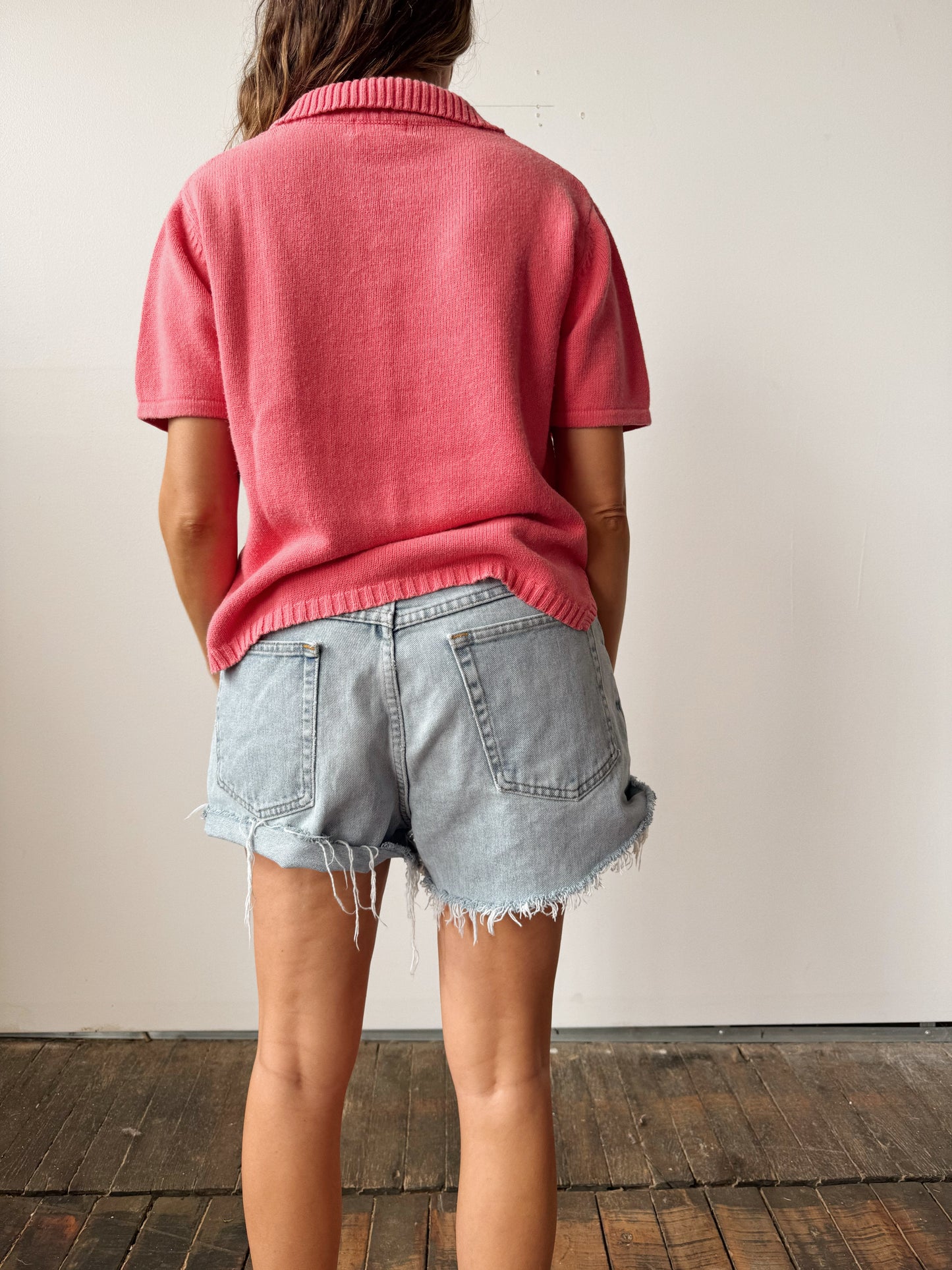 Salmon Knit Summer Sweater (S)