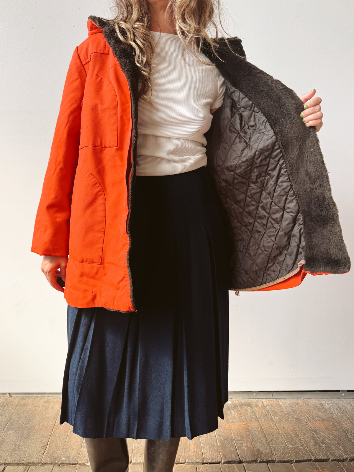 Japan 70s Canvas Jacket with Faux Fur Lining (M)