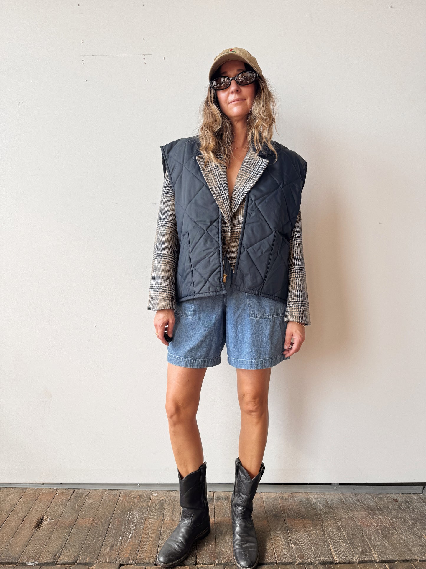 70s Dickson Navy Quilted Vest (L)