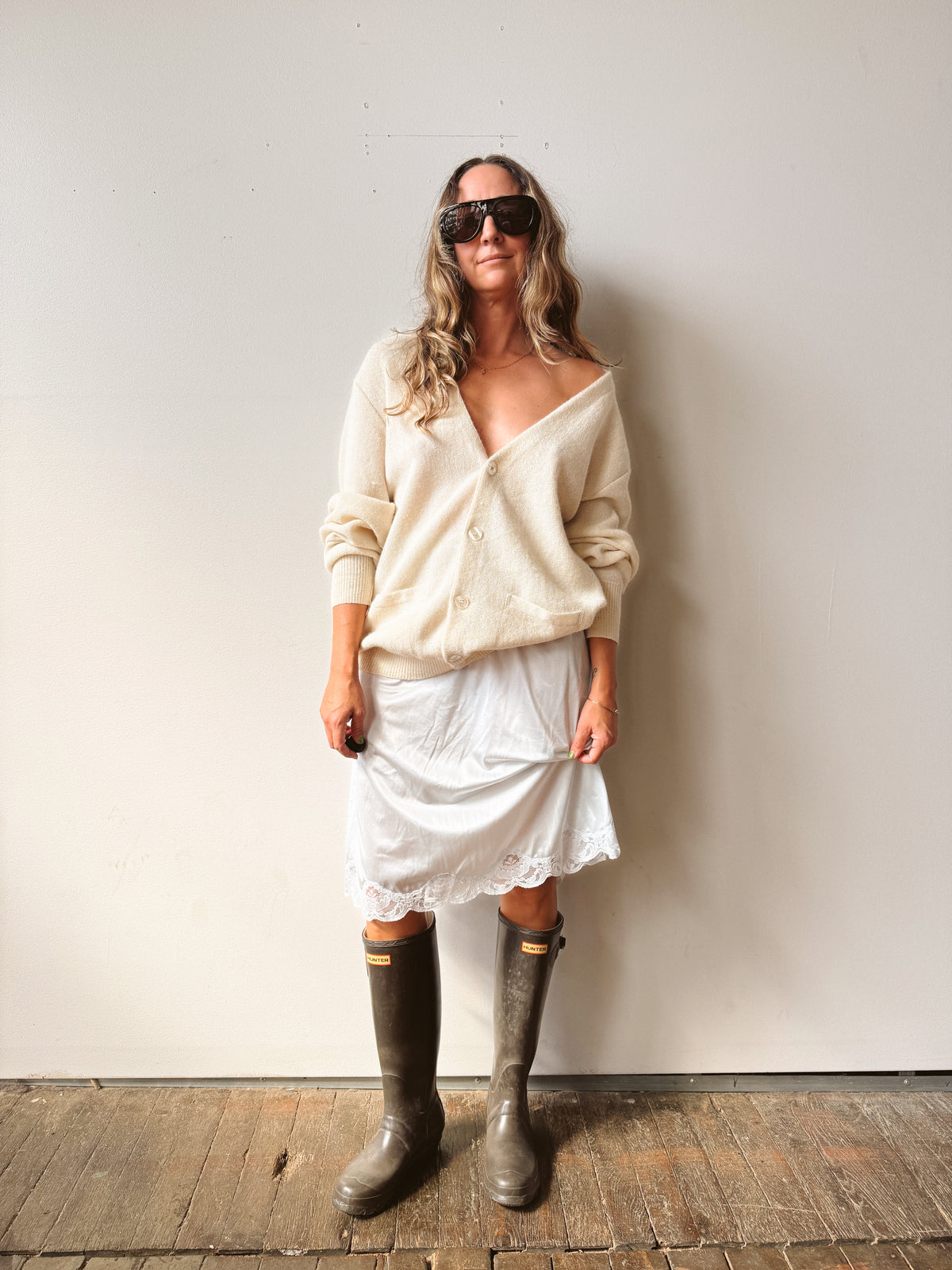 Cream Oversize 80s Tuttle Cardigan (M)